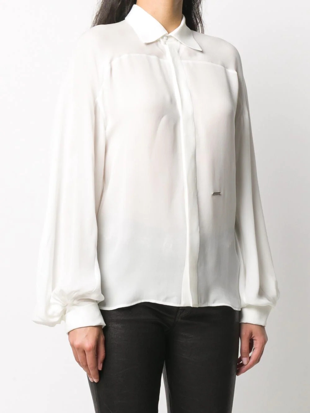 silk button-up shirt - 3