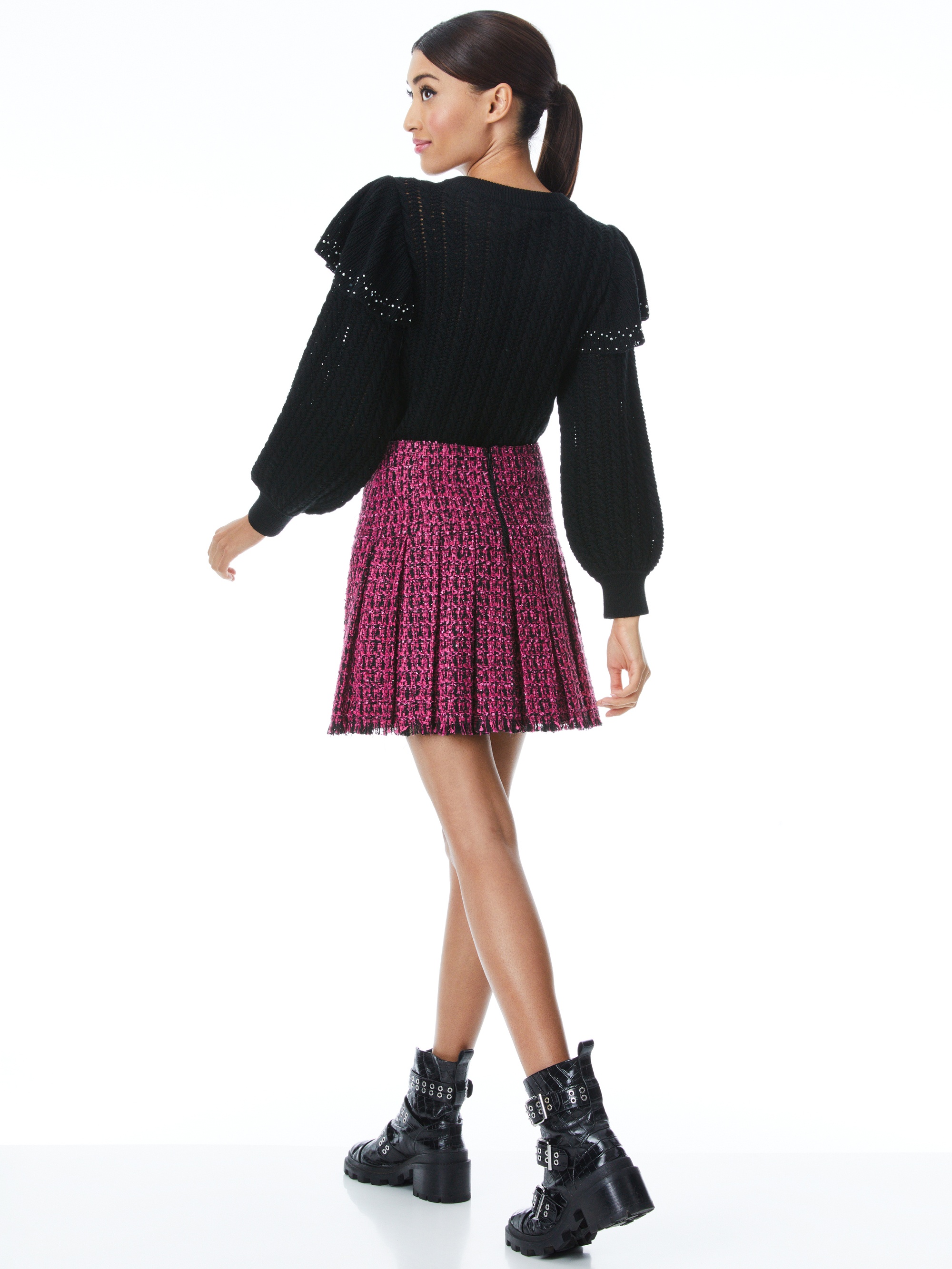 EMILIE PLEATED TWEED MINI SKIRT - 3