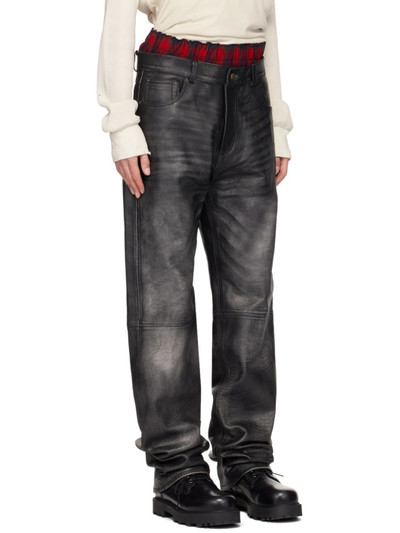 424 Black Faded Leather Pants outlook