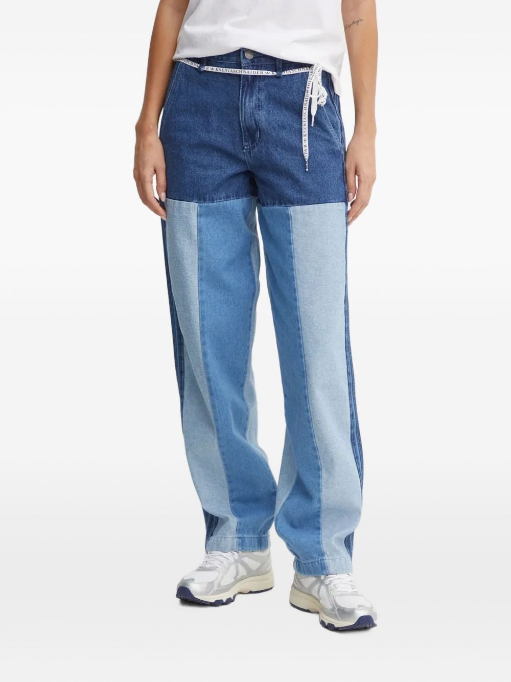 patchwork-design jeans - 1