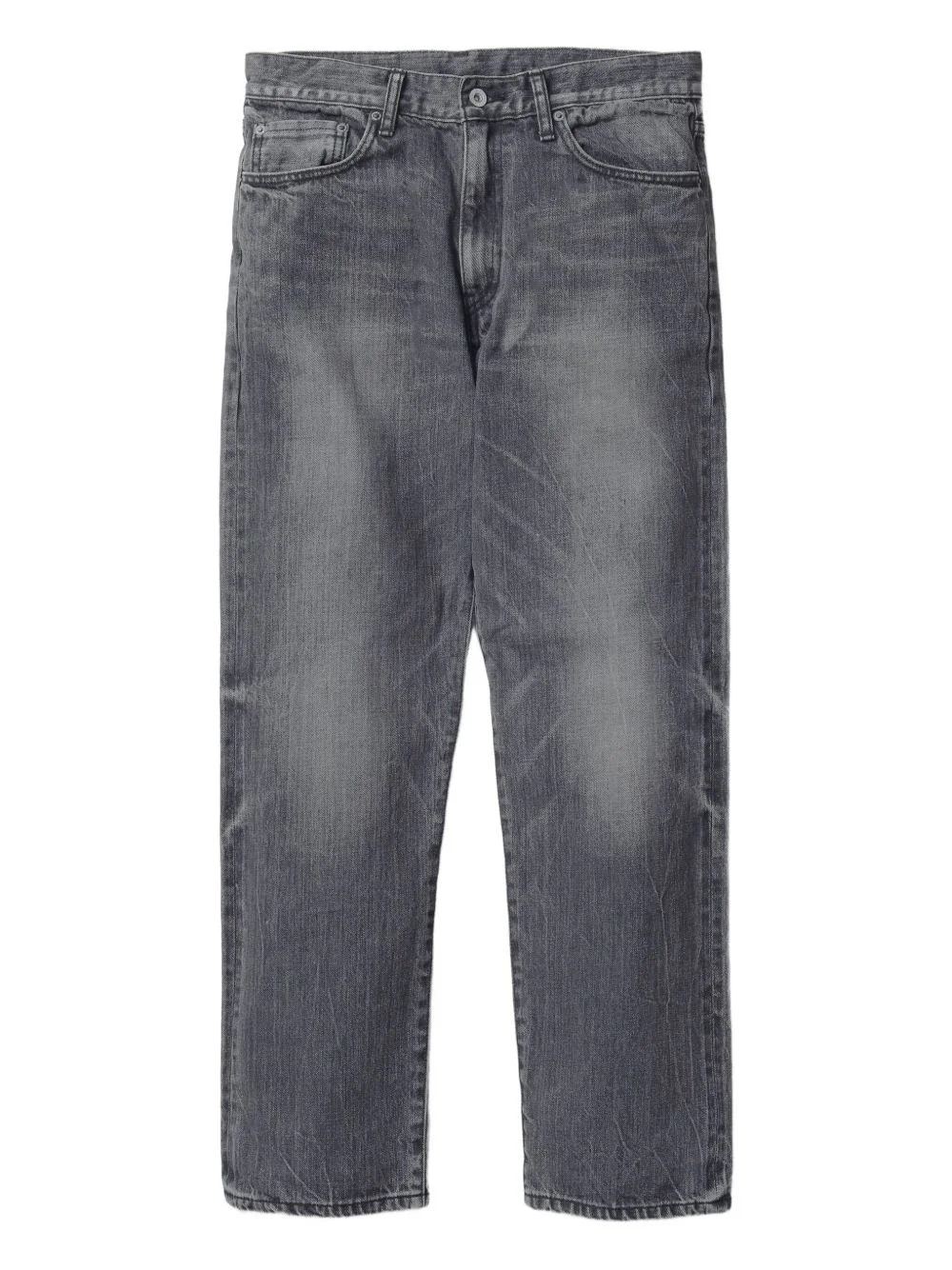 washed-effect five-pocket jeans - 1