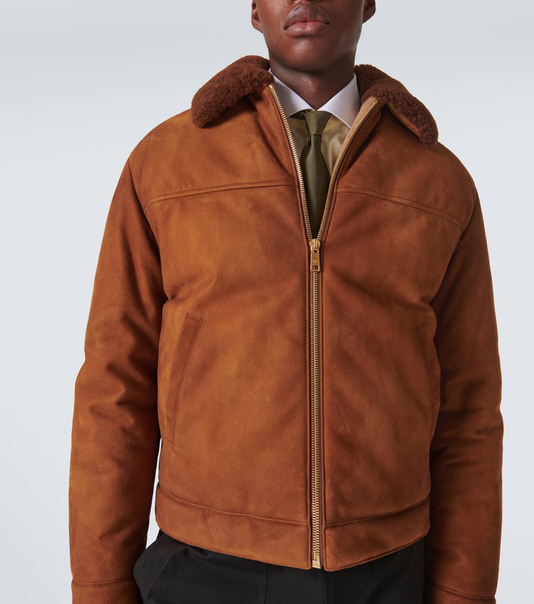Shearling-trimmed suede jacket - 5