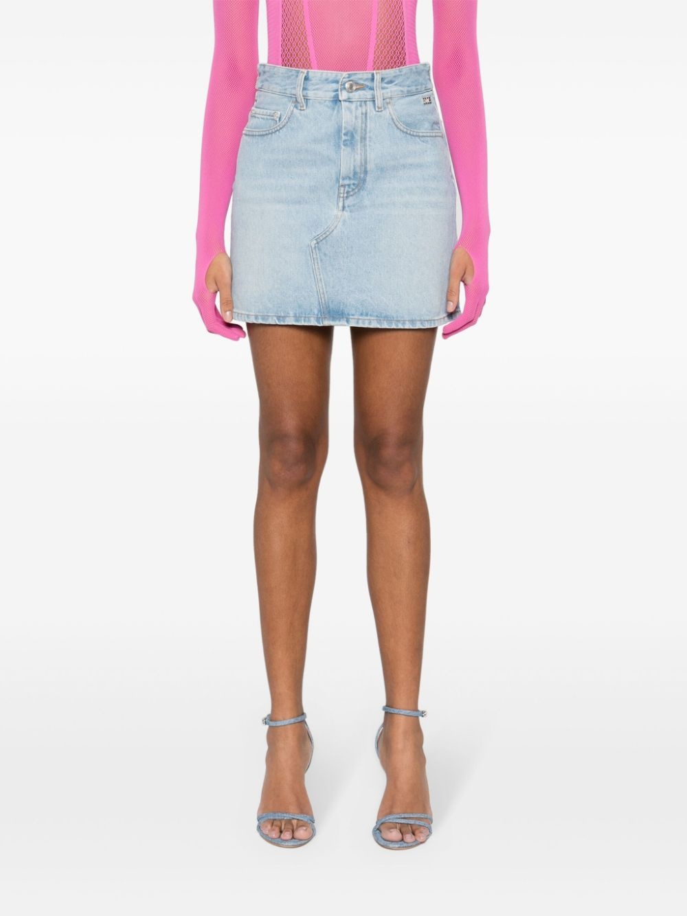 logo-appliquÃ© denim mini skirt - 3