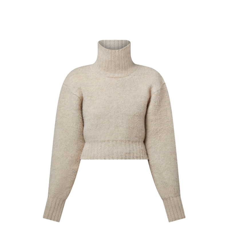 Cropped Brushed Knit Pullover 1
