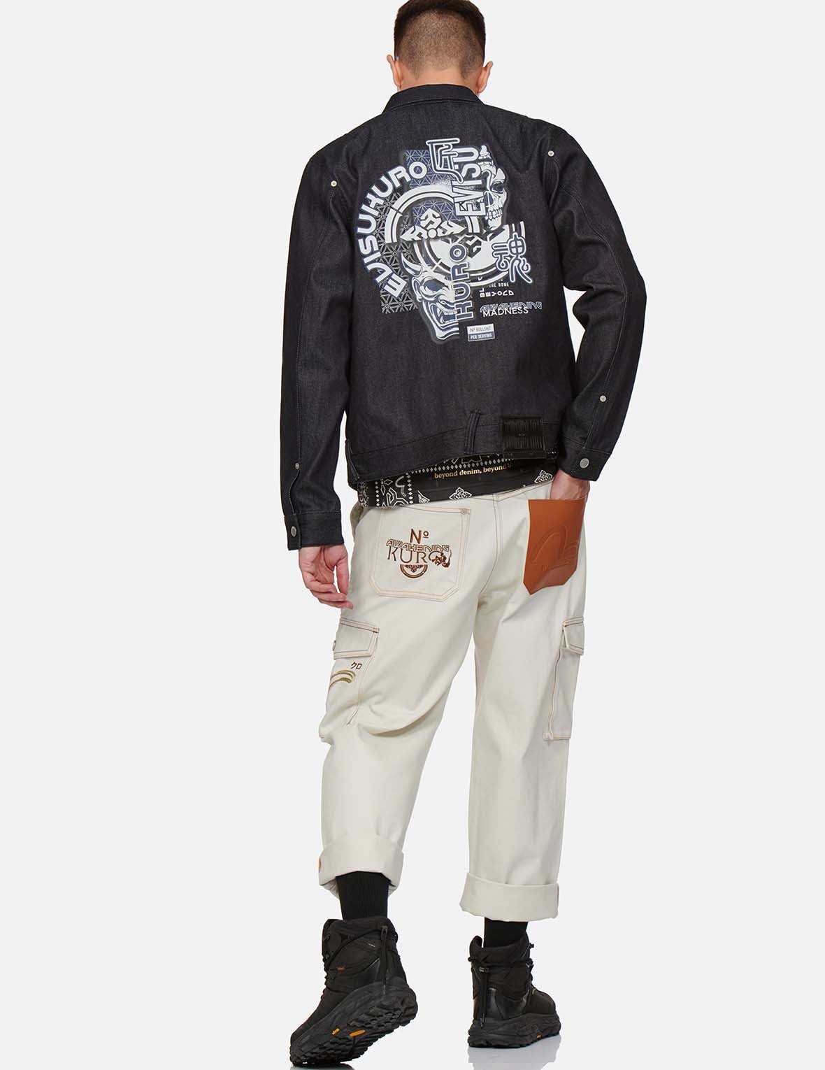 Hannya and Kamon Collage Print Denim Jacket - 5