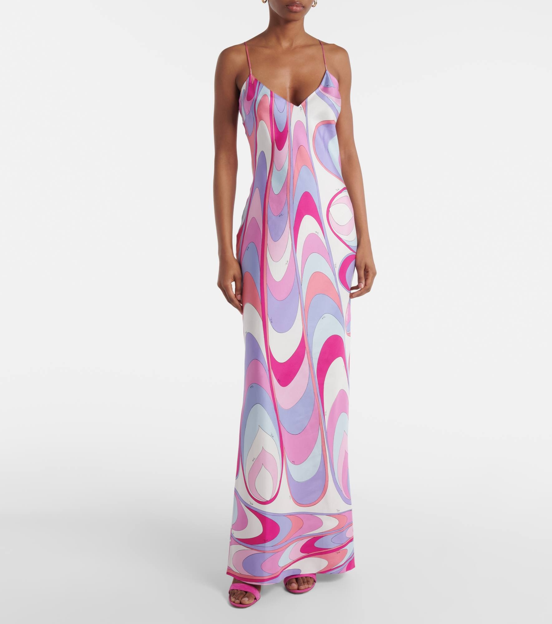 Printed silk twill maxi dress - 6