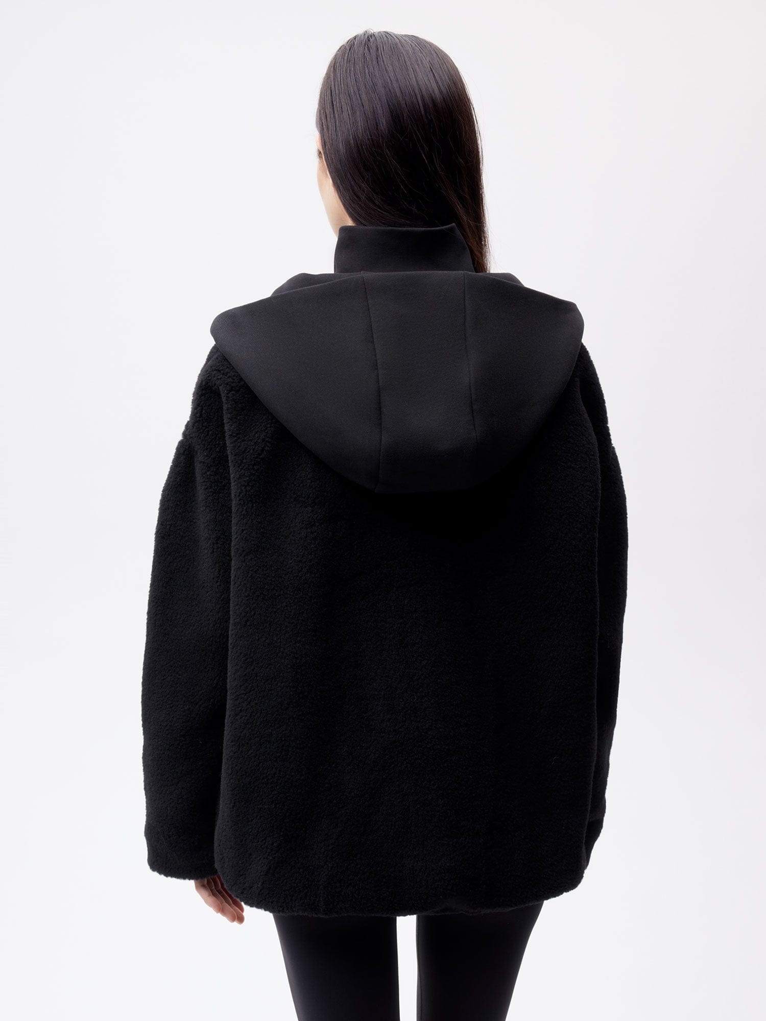 Womens Recycled Wool Fleece Half Zip Jacket - Black - 3