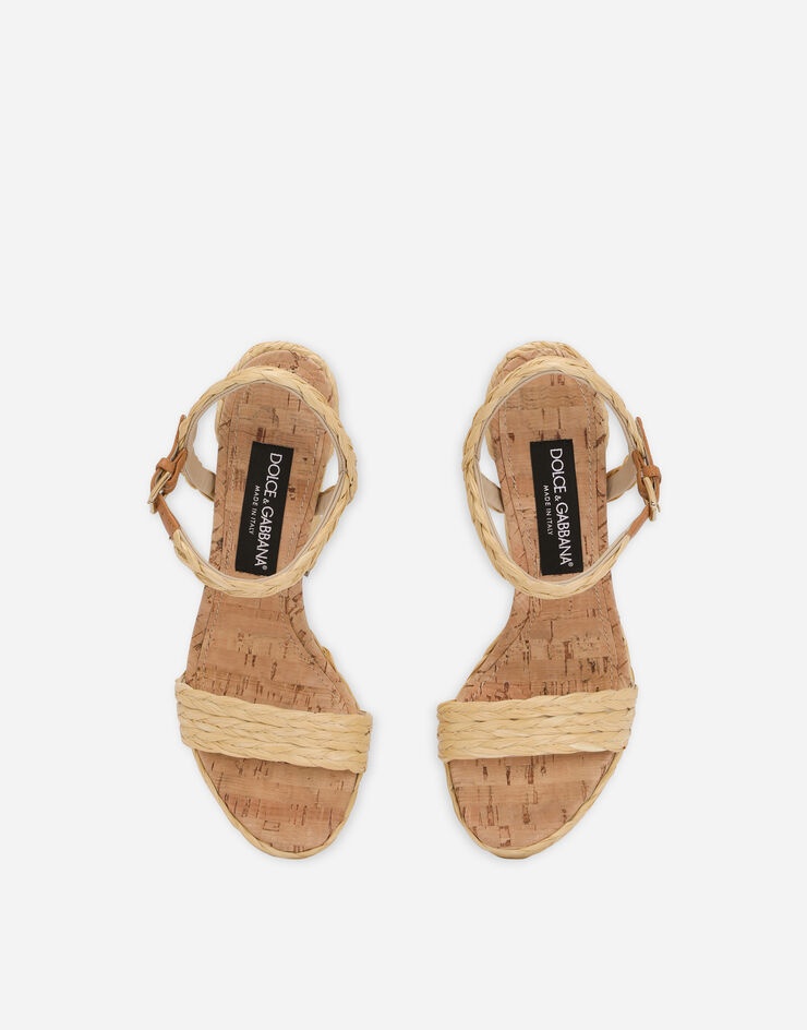 Woven raffia platform sandals - 4