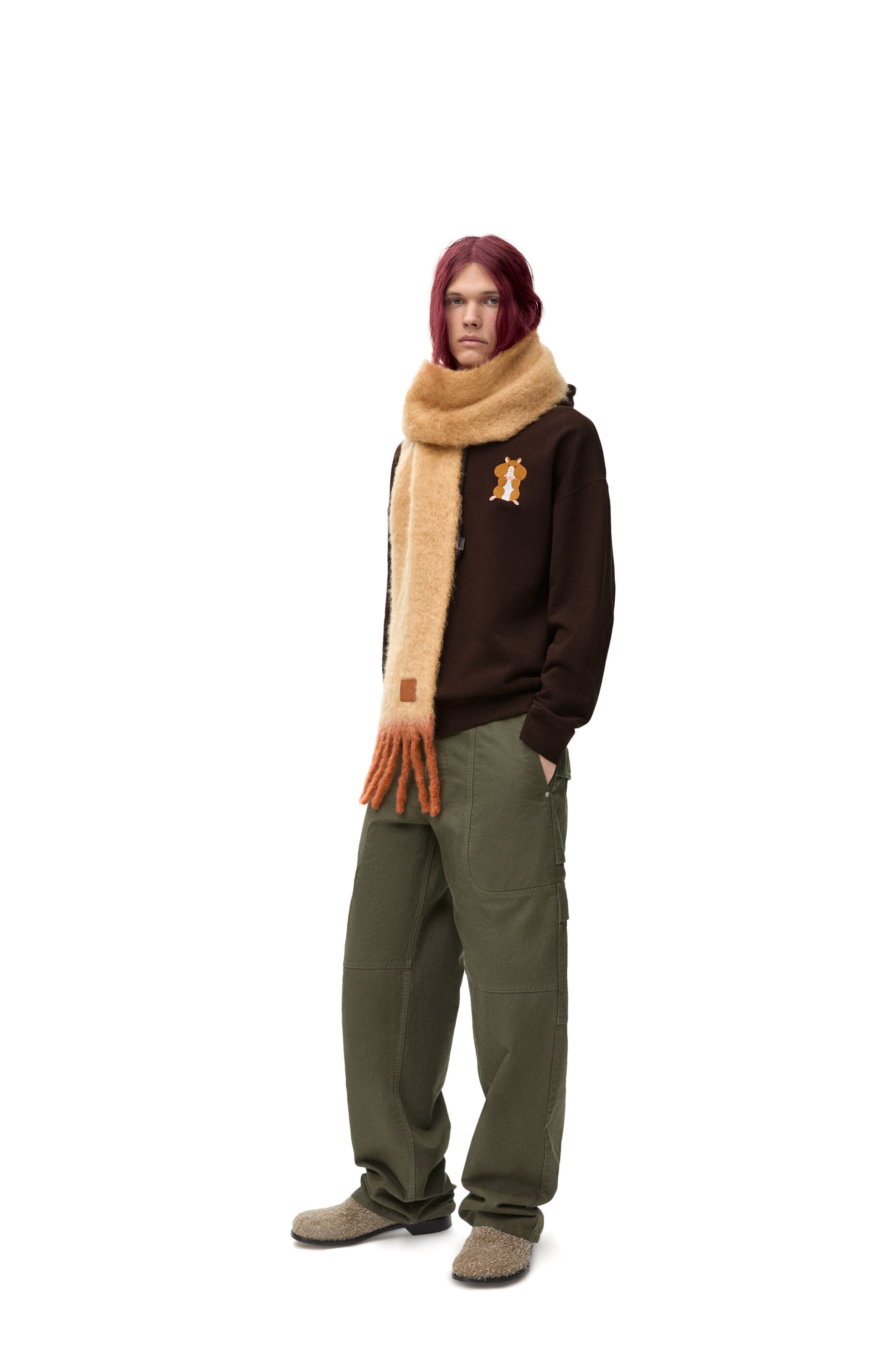24AW new/LOEWE x Suna Fujitaコットンパーカー Hoodie Brown x Suna Fujita cotton jersey hoodie in brown - Loewe | Mytheresa