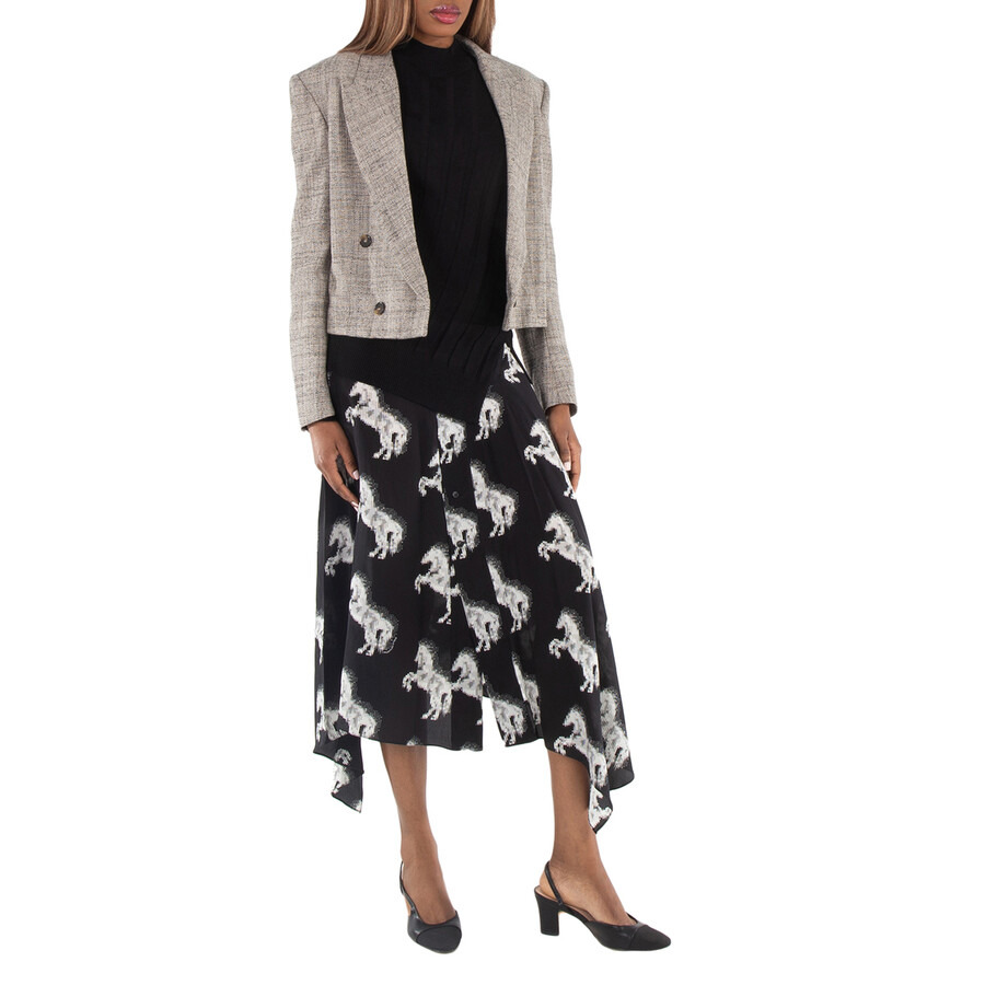 Stella McCartney Beige Double-Breasted Cropped Boxy Blazer - 6