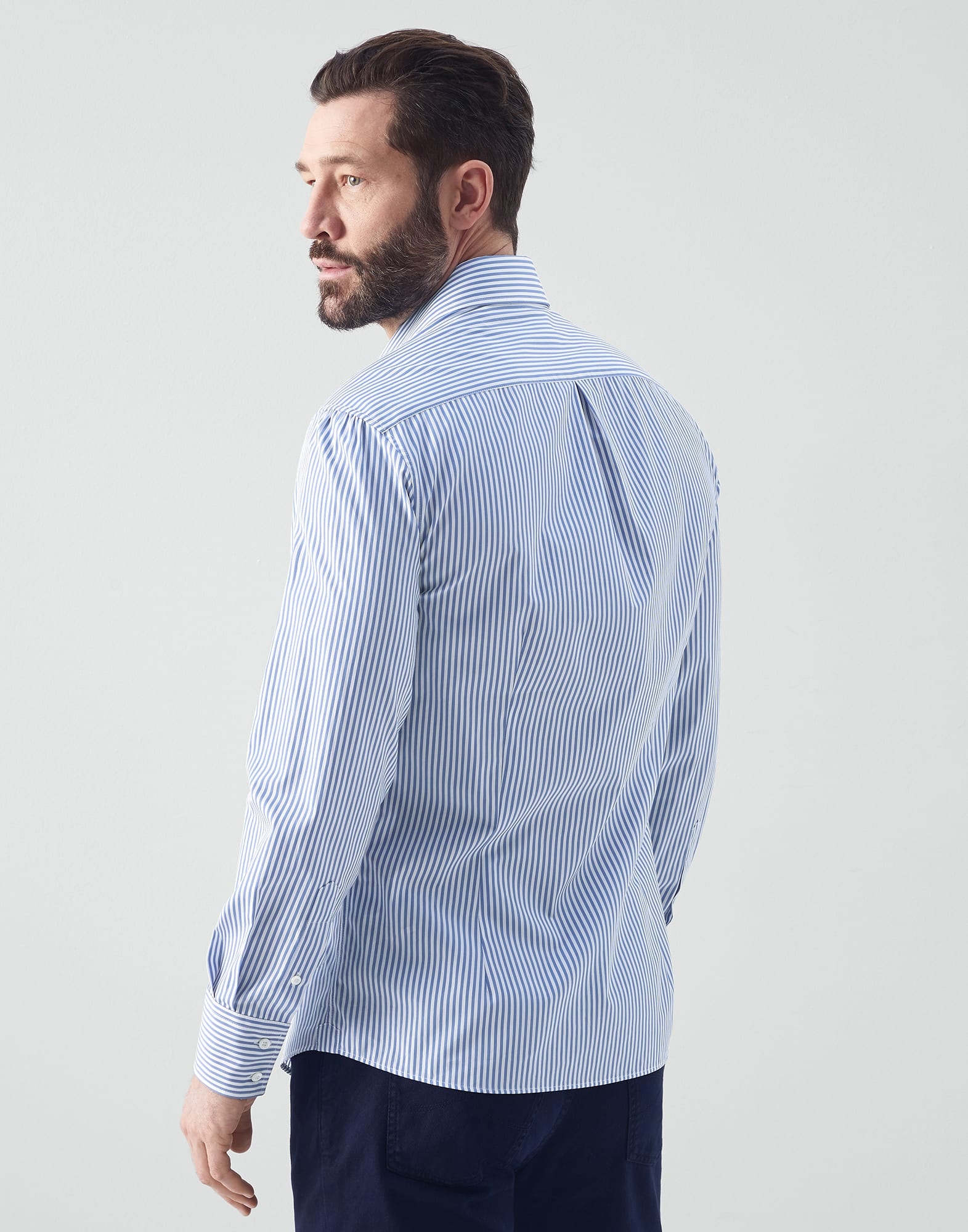 Striped poplin slim fit shirt with spread collar - 2