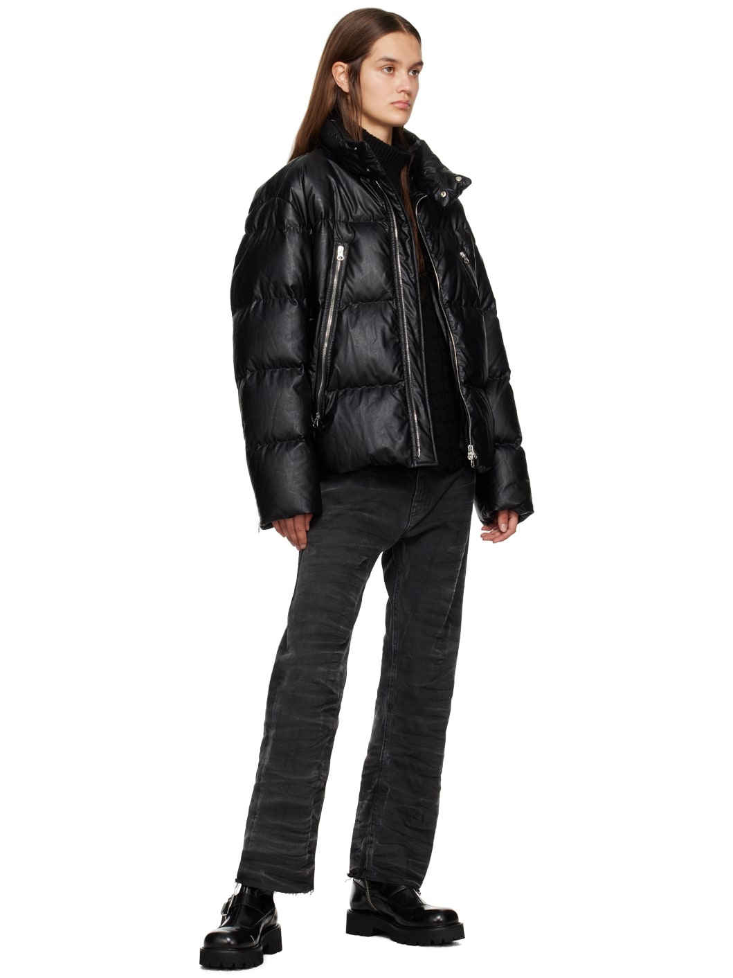 MM6 Maison Margiela Black Quilted Down Jacket | REVERSIBLE
