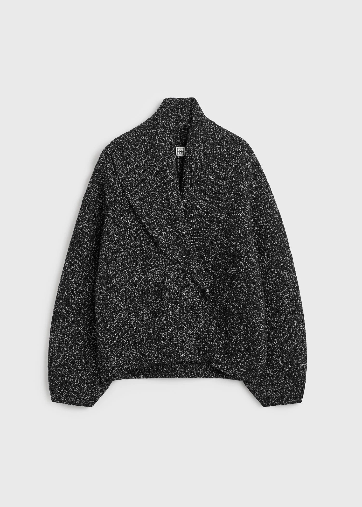 Shawl-lapel cardigan black/white - 1