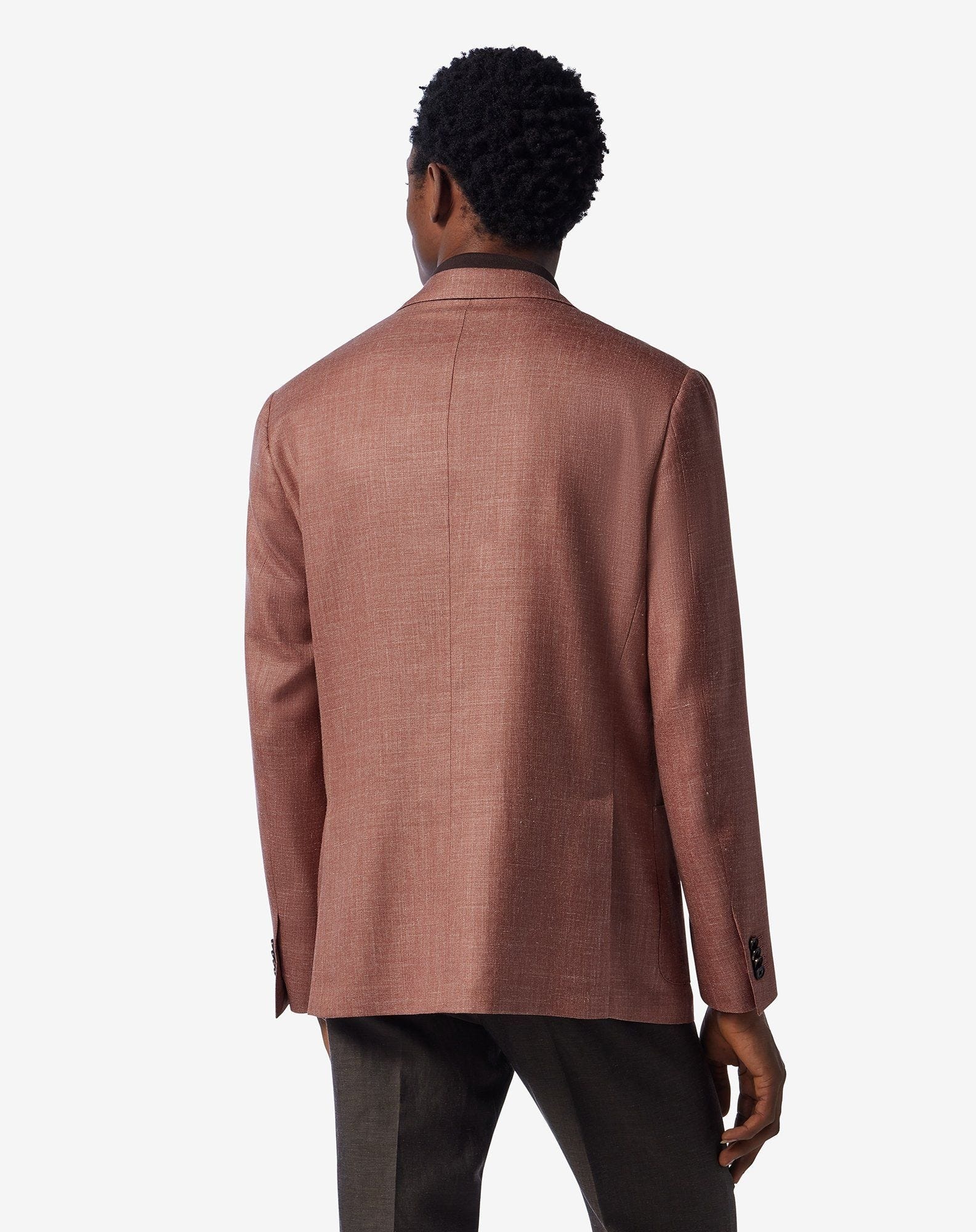 Dark-pink wool, silk and linen jacket - 3