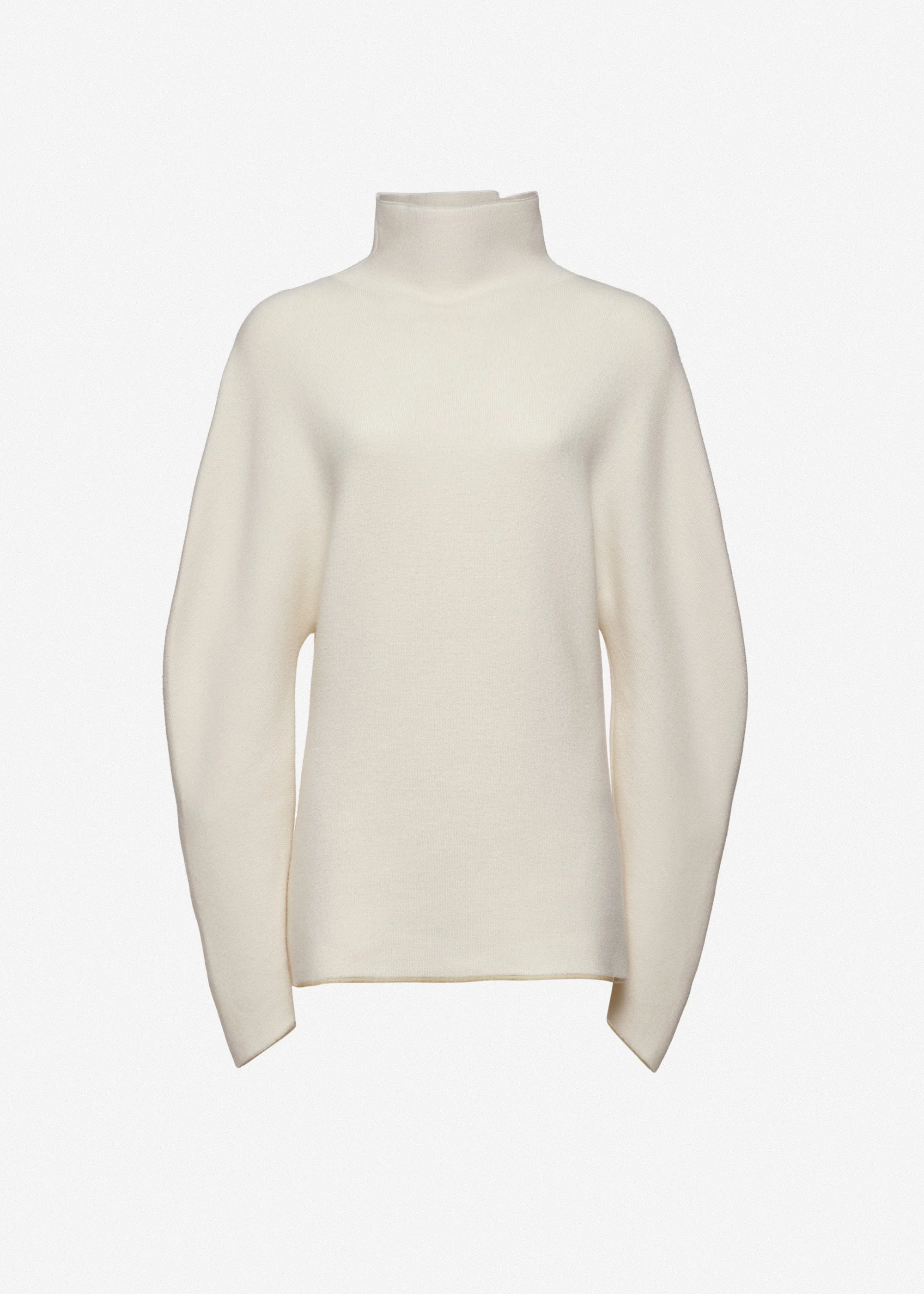 Dimensional slevees wool turtleneck in white - 1