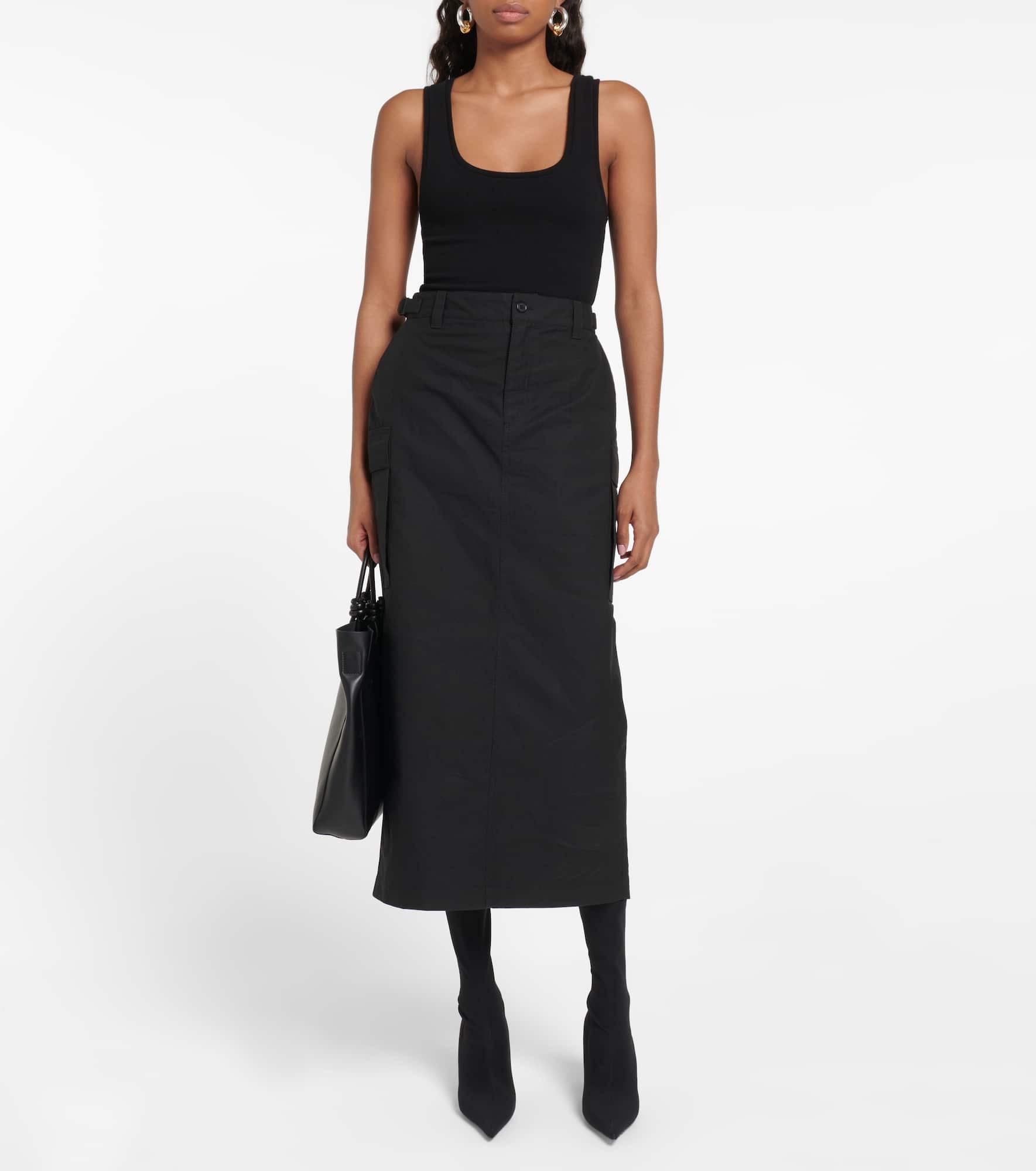 Cotton cargo midi skirt - 2