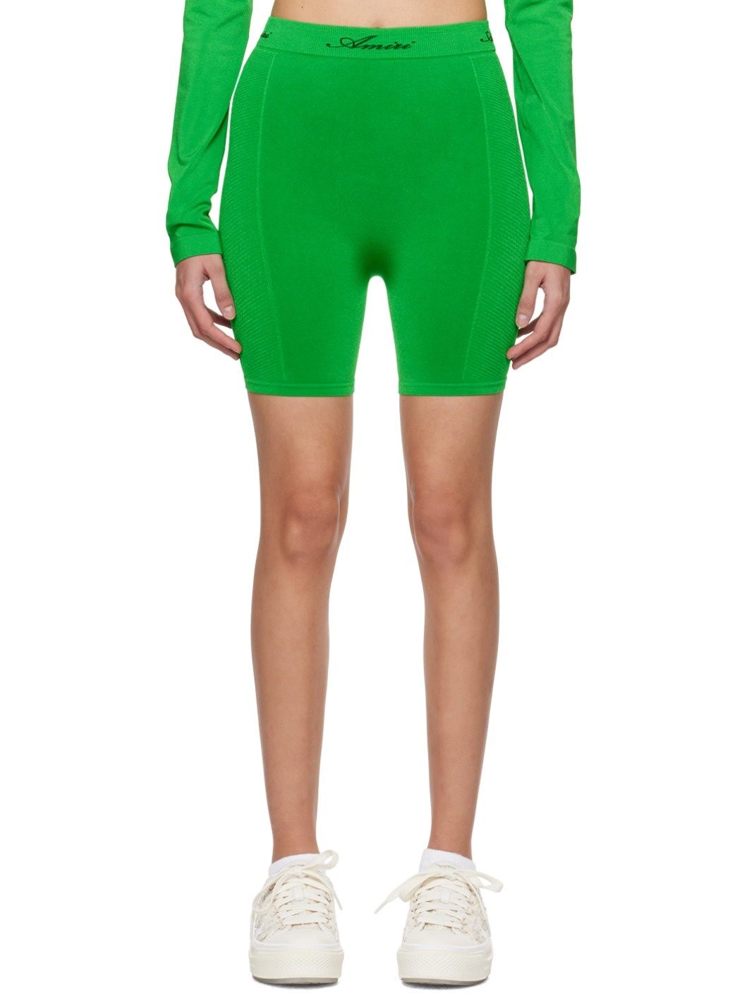 Green Jacquard Shorts - 1