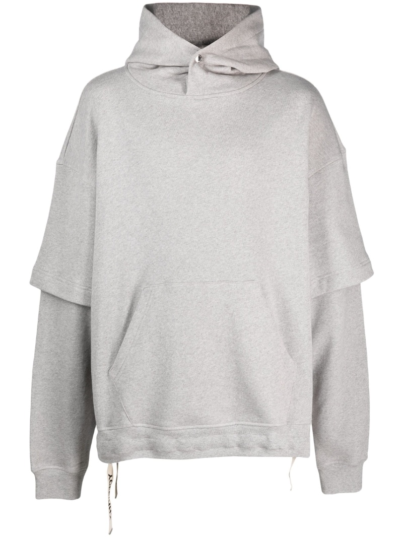 layered-sleeves cotton hoodie - 1