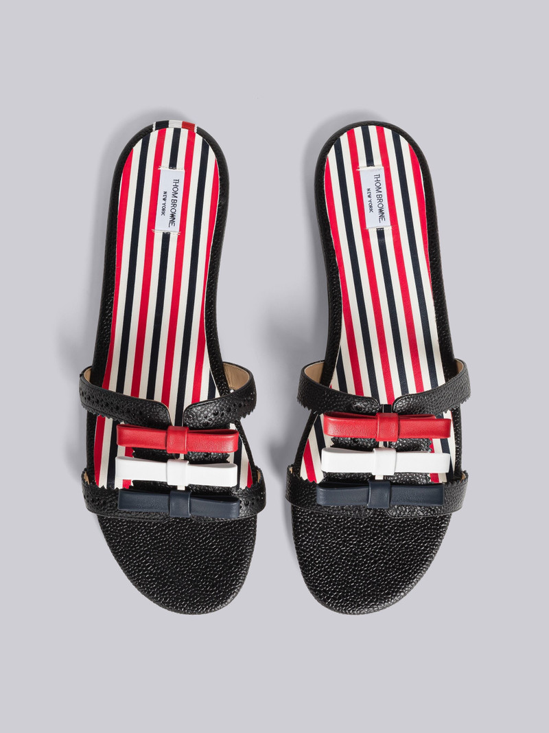 Pebble Grain Bow Brogue Slide Sandal 4