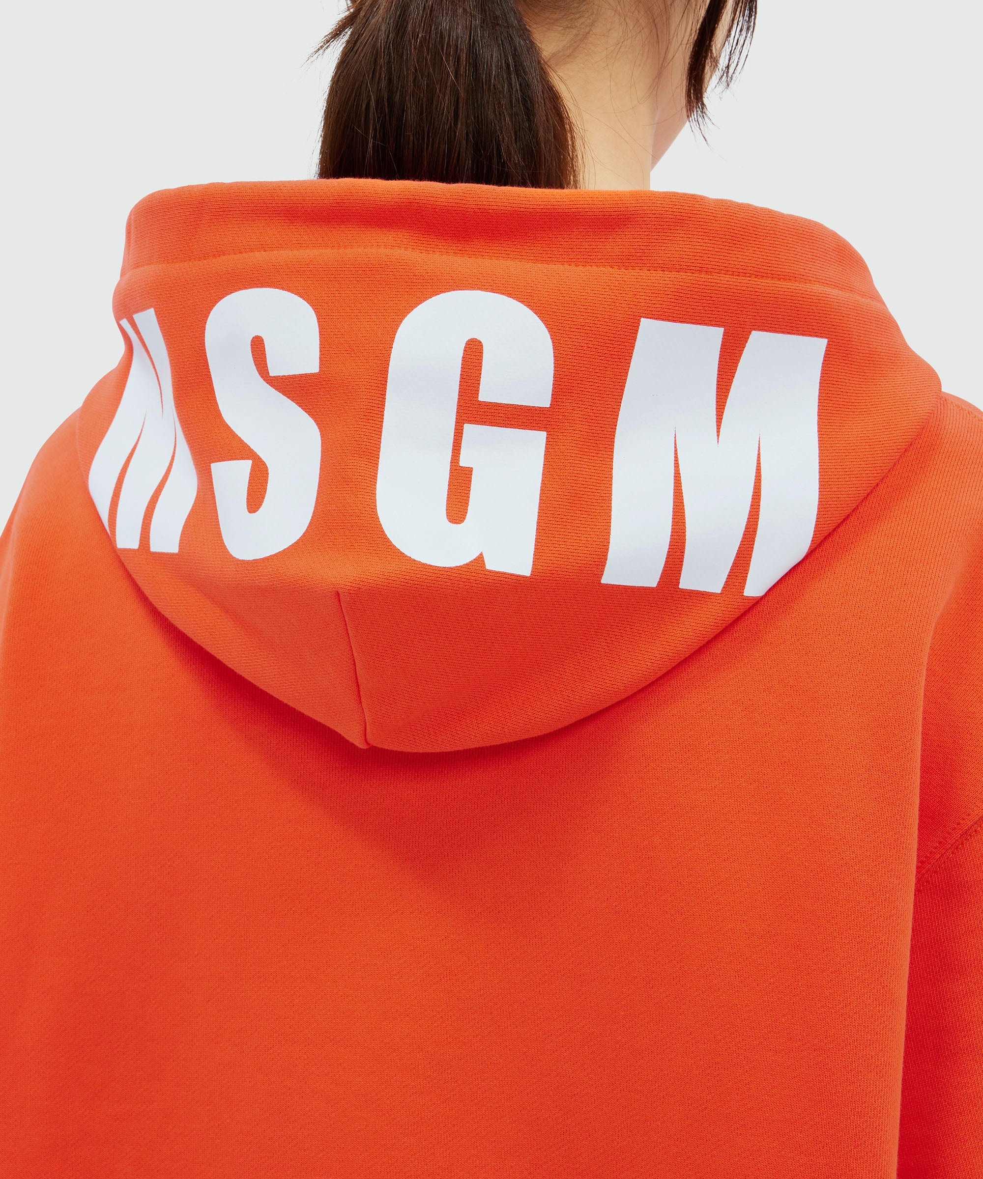 Orange cotton sweatshirt with maxi logo print - 5