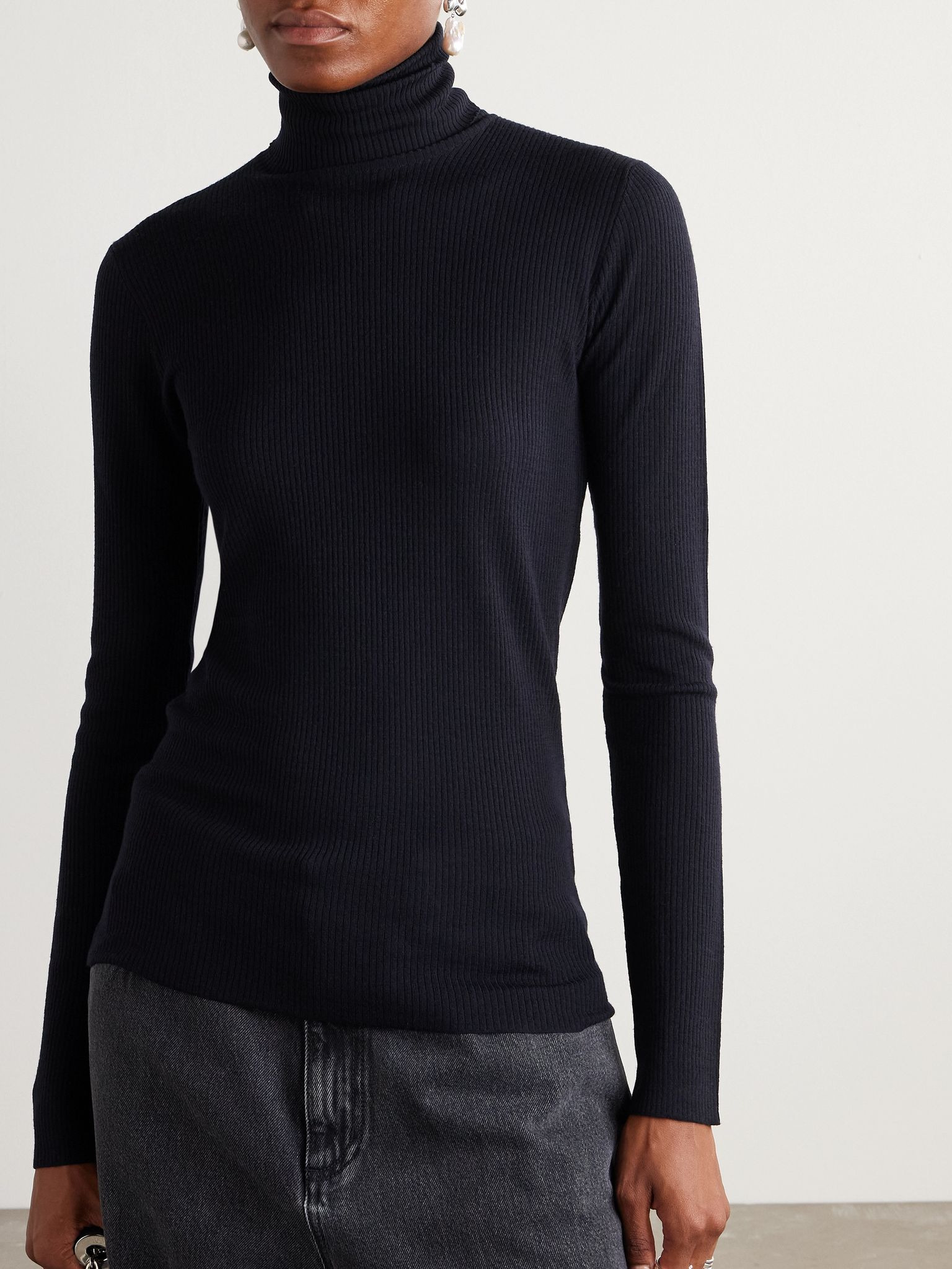 Taupo ribbed-knit wool tutleneck sweater Navy - 3