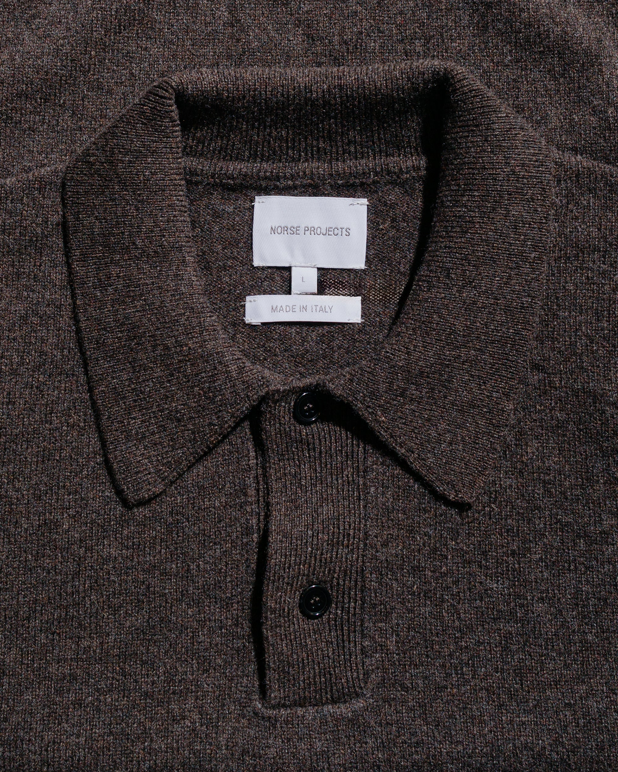 Standard Merino Lambswool Polo Heathland Brown - 5