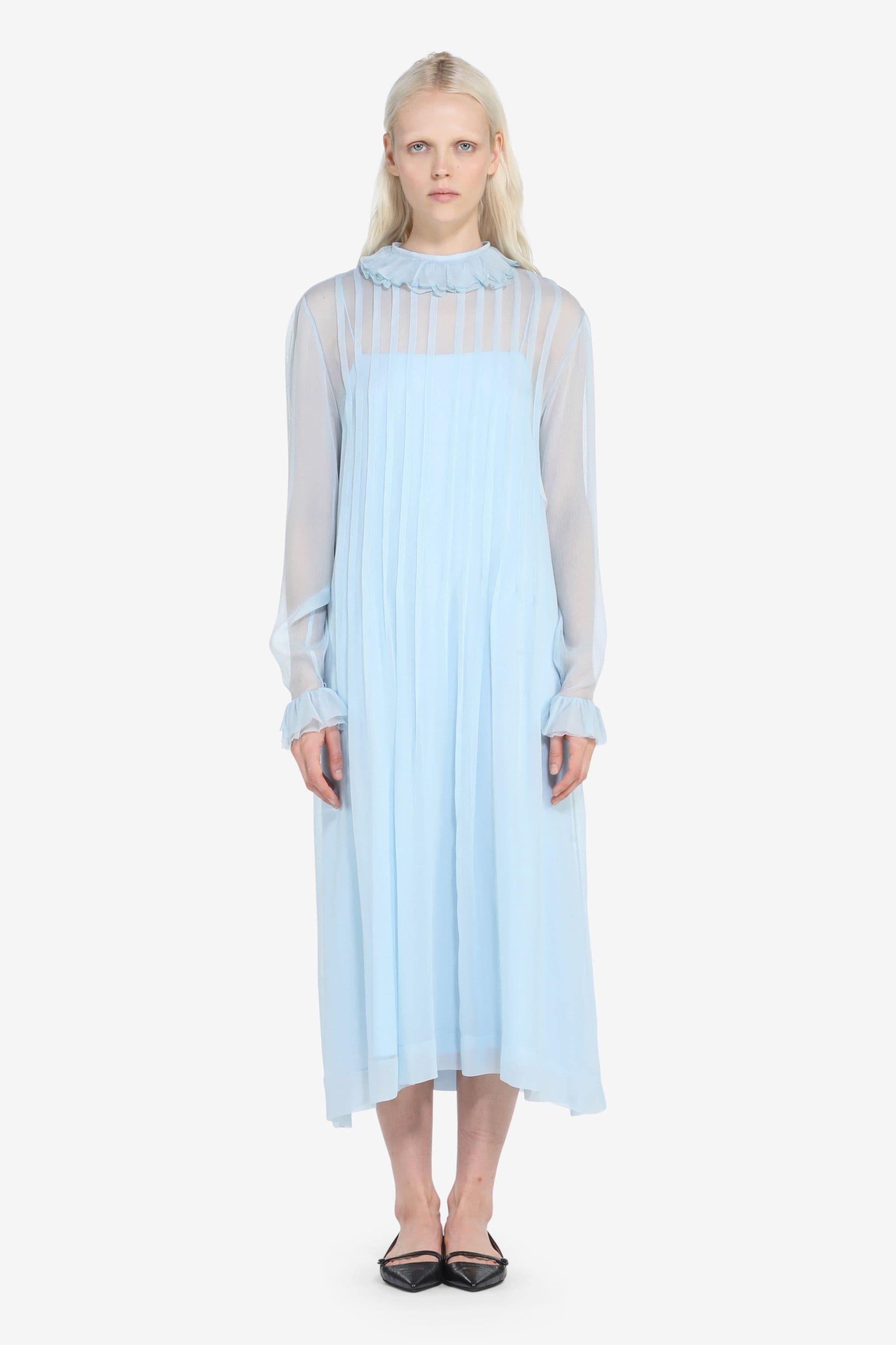 PLEATED SILK DRESS - 1