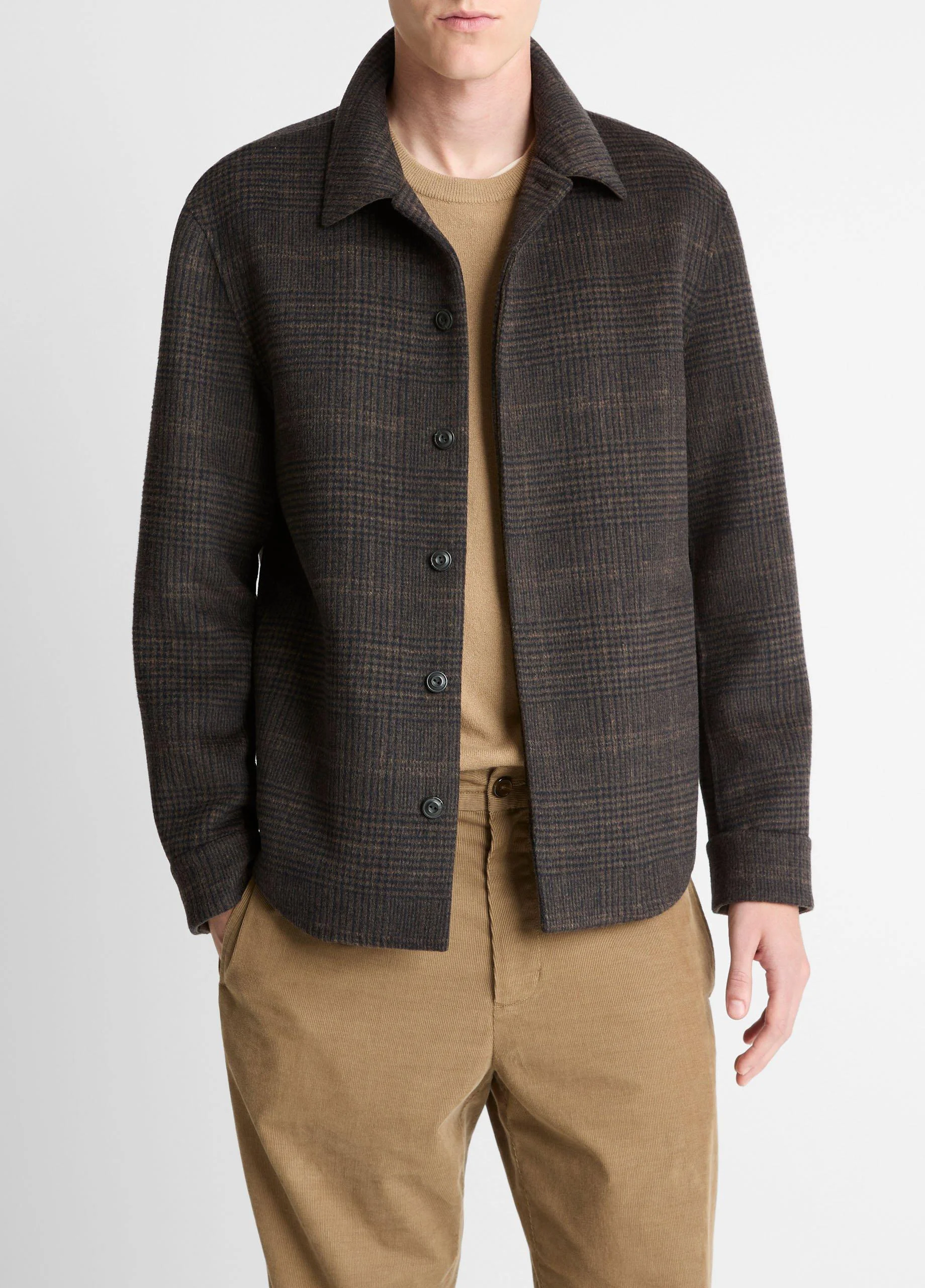 Plaid Splittable Wool-Blend Shirt Jacket - 1