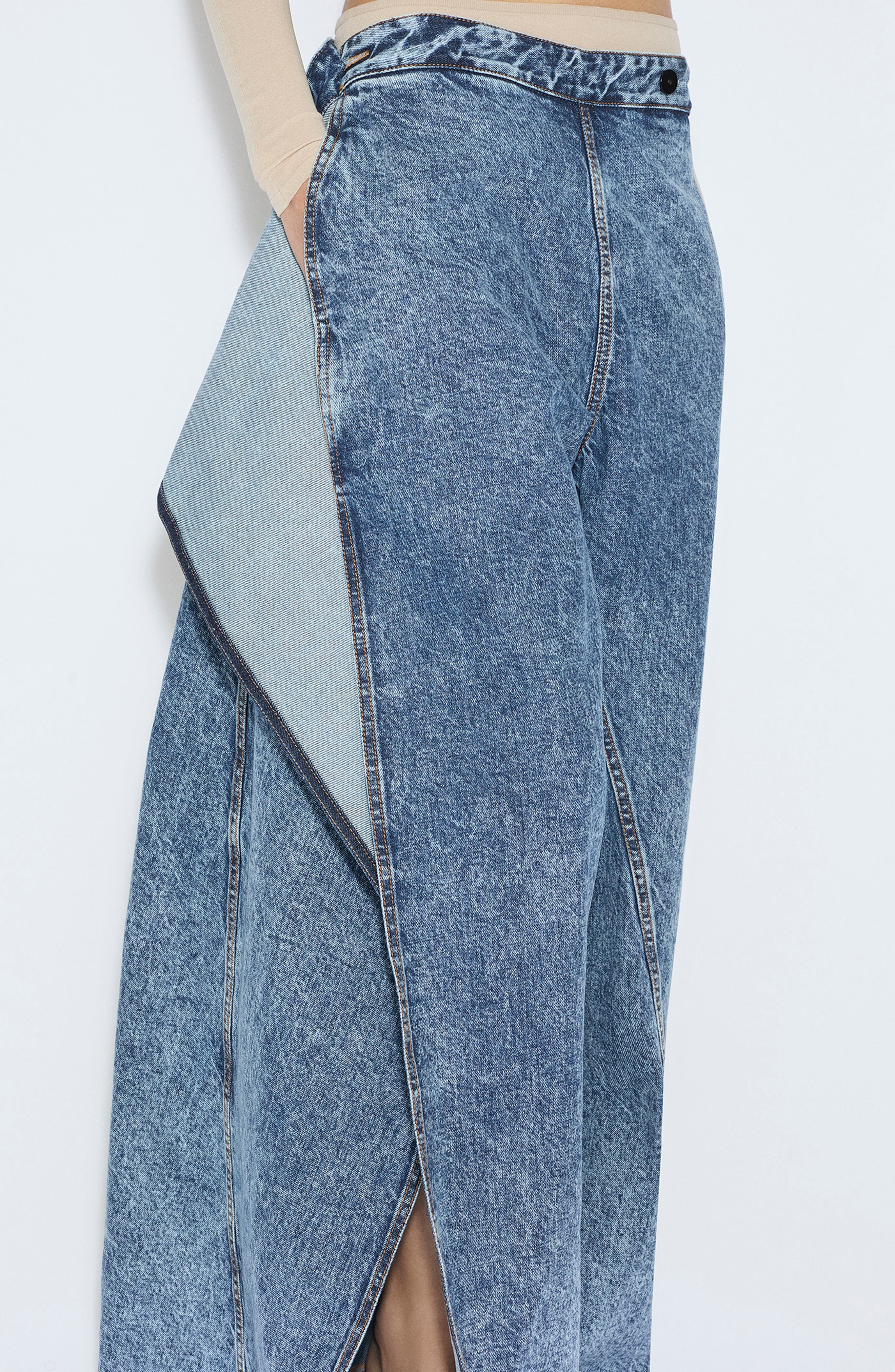 Alaïa Wide Leg Wrap Jeans in Bleu Neige at Nordstrom - 3