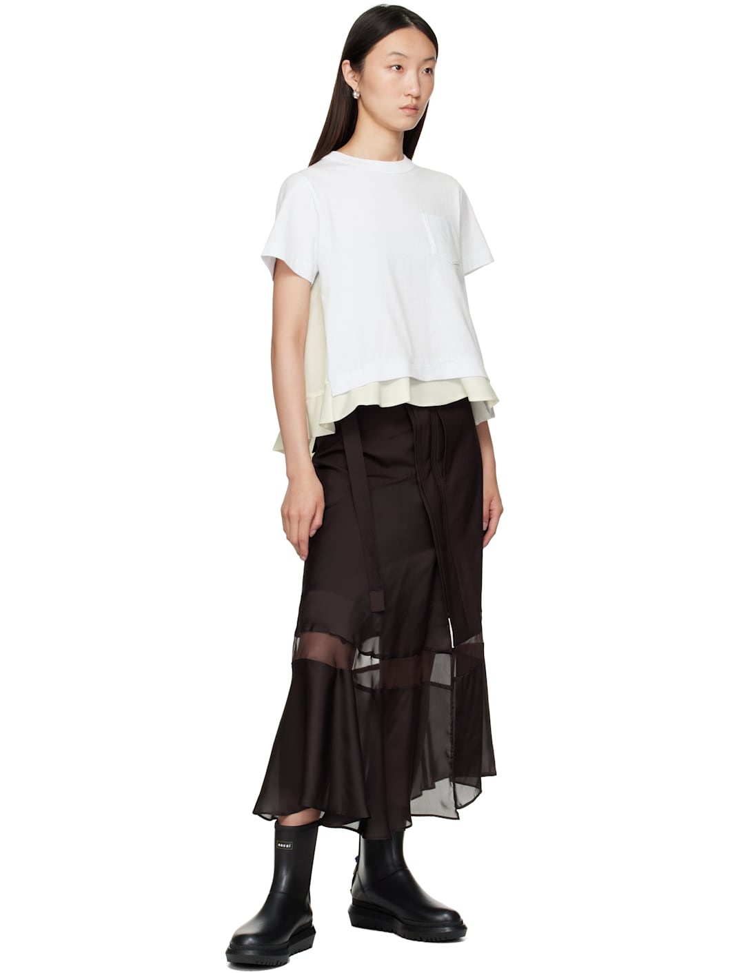Brown Suiting Midi Skirt - 4