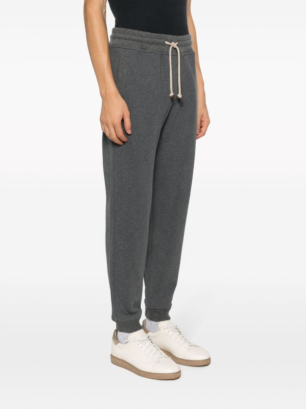 drawstring-waistband mélange-effect trousers - 3