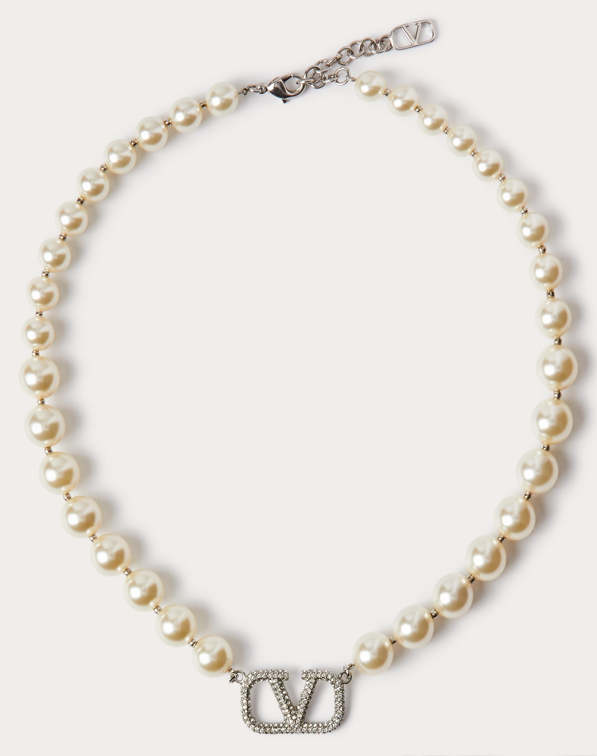 VLOGO SIGNATURE NECKLACE WITH PEARLS AND SWAROVSKI® CRYSTALS - 1