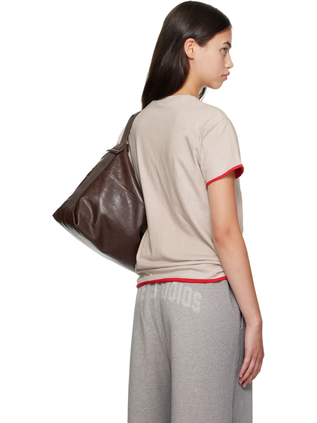 Beige & Red Embossed Logo T-shirt - 3