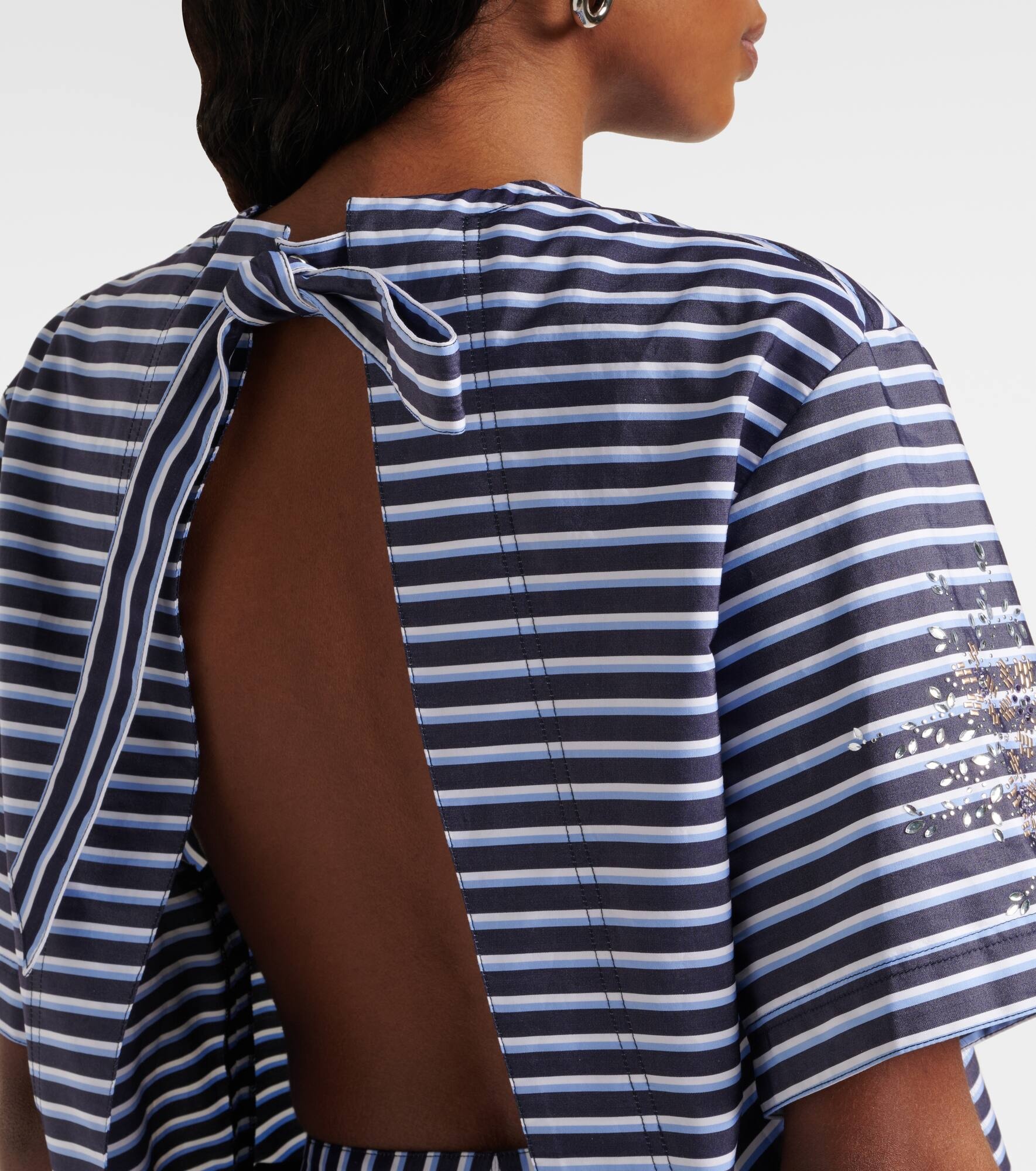 Embellished striped cotton jersey T-shirt - 5