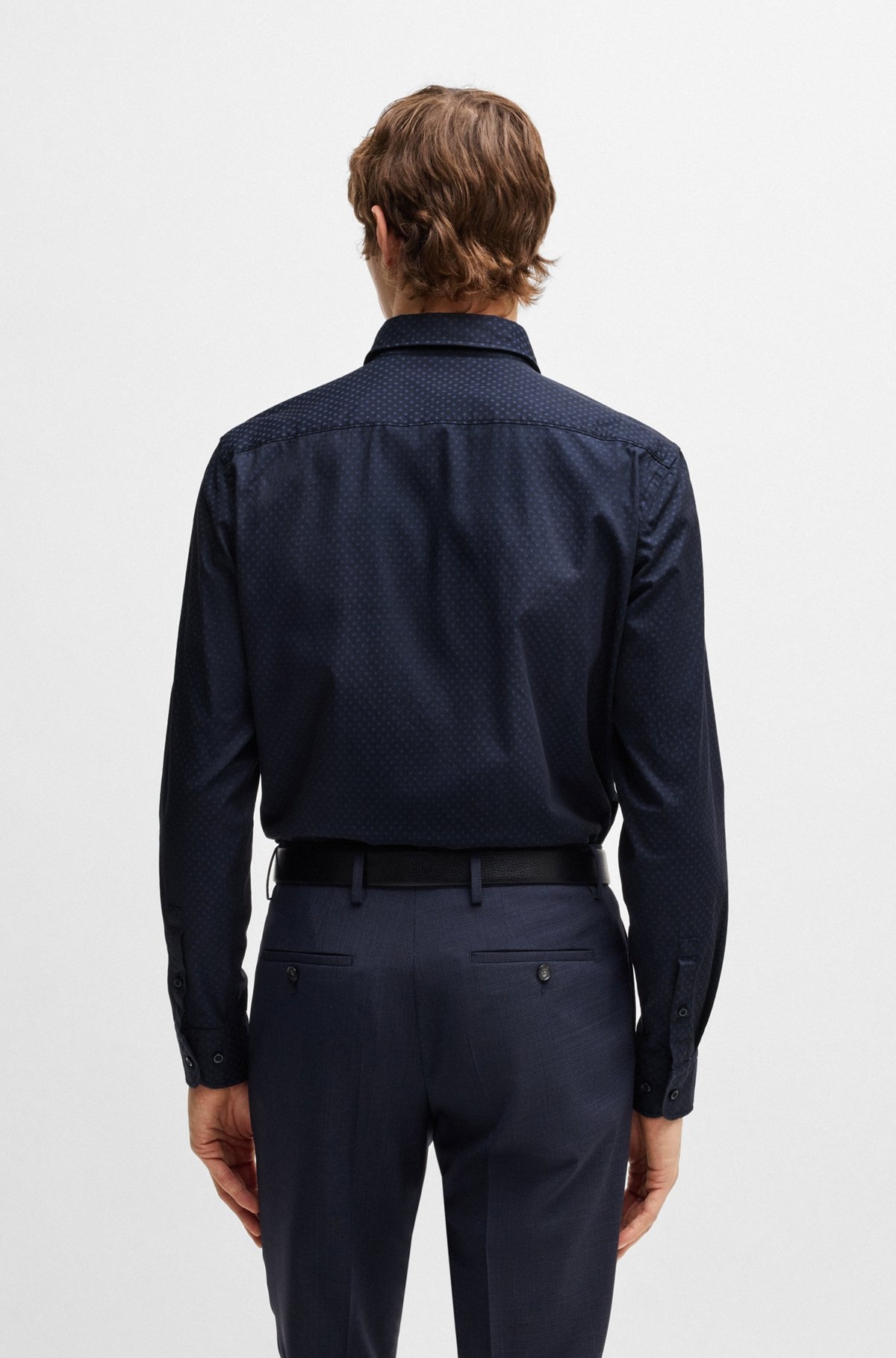 CASUAL-FIT SHIRT IN PATTERNED STRUCTURED COTTON - 5