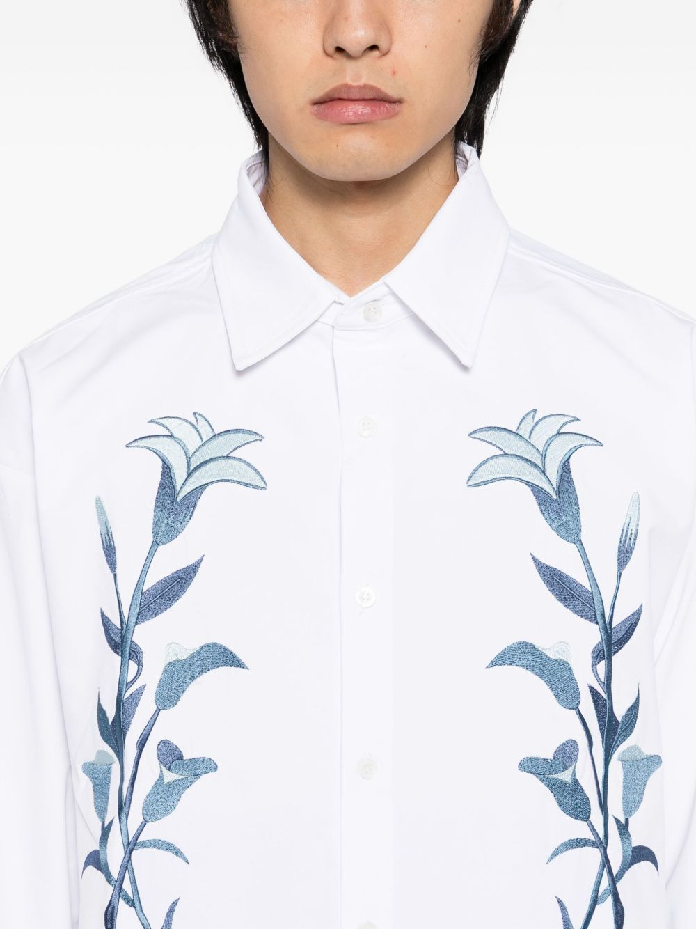 floral-embroidered shirt - 5