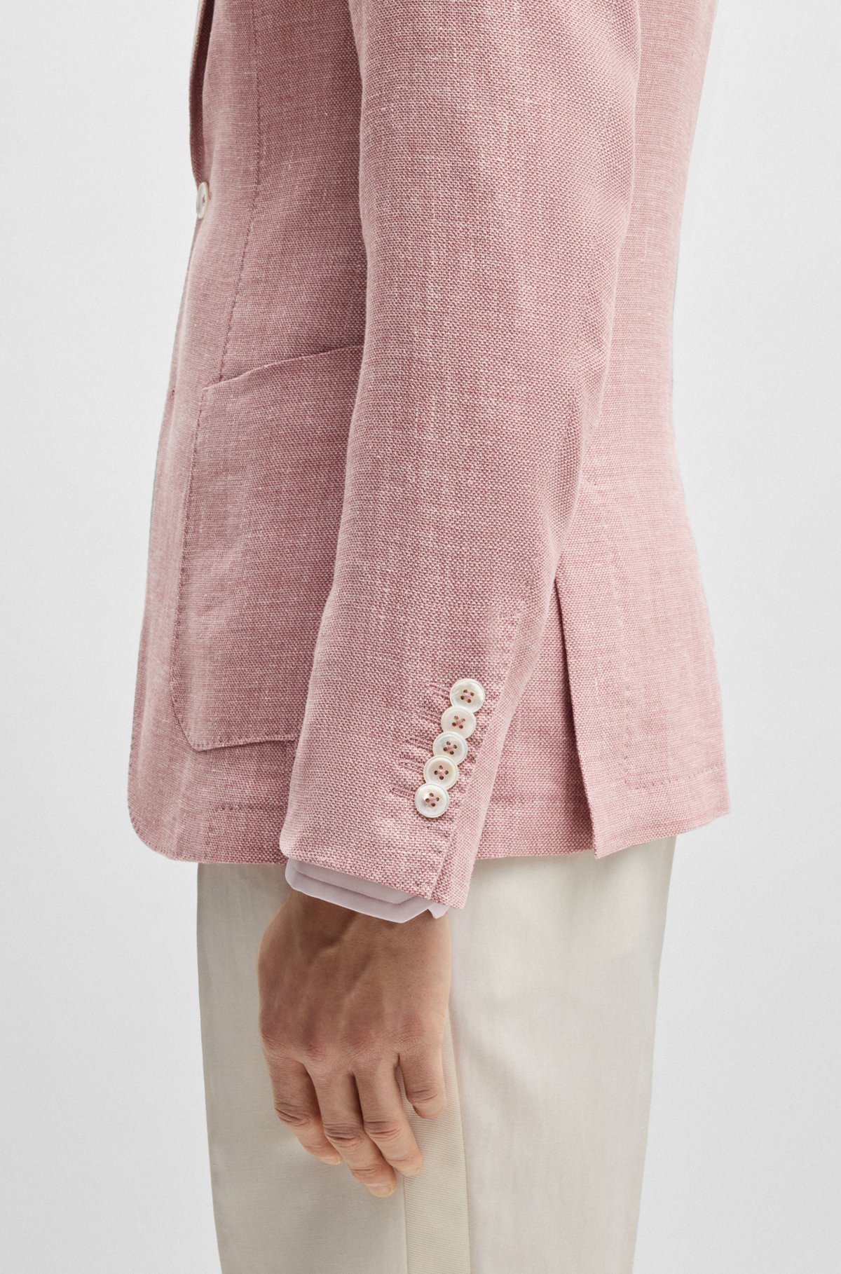SLIM-FIT BLAZER IN LINEN, WOOL, SILK AND STRETCH - 6