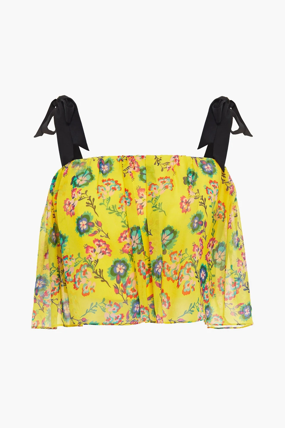 Jemi cropped floral-print silk-georgette top - 1