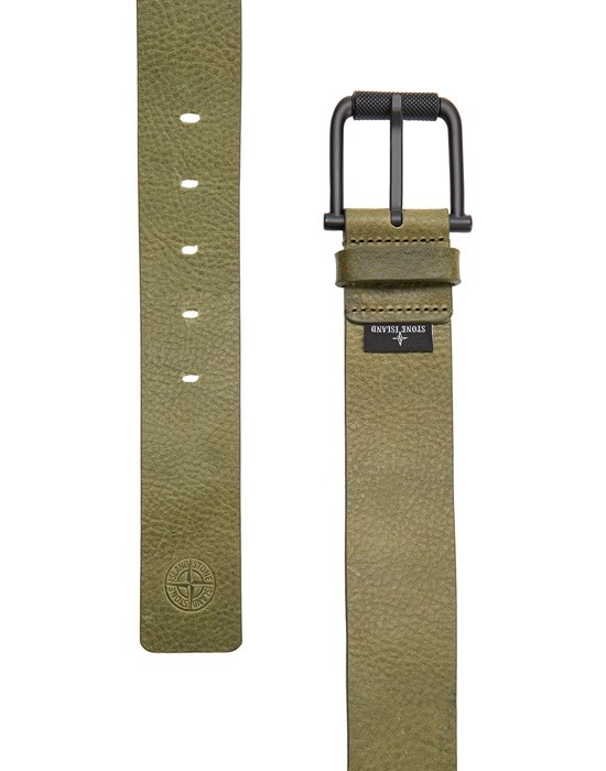 94772 TUMBLED LEATHER BELT OLIVE GREEN - 2