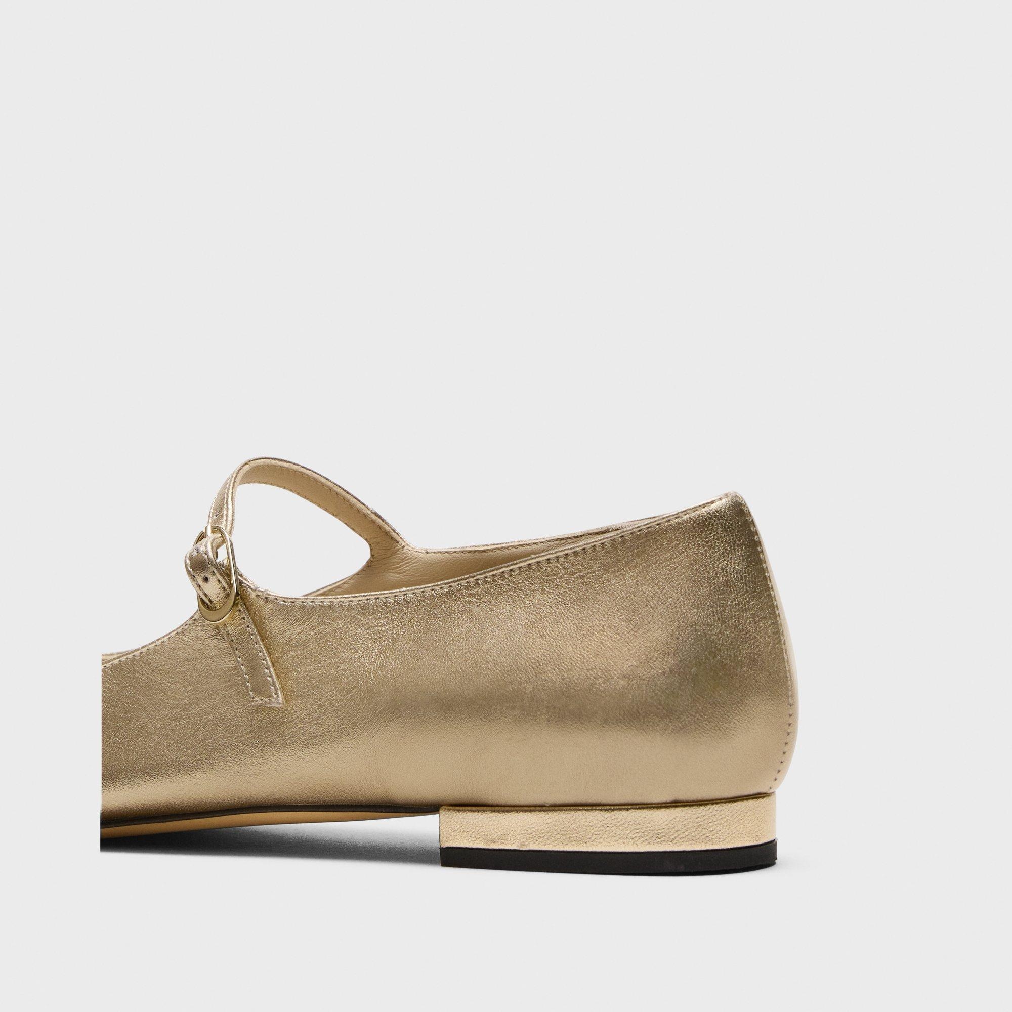 Mary Jane Ballerina Flat in Metallic Leather - 6
