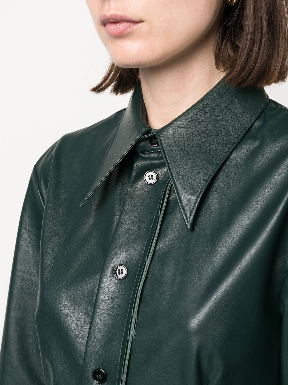 faux-leather shirt dress - 5