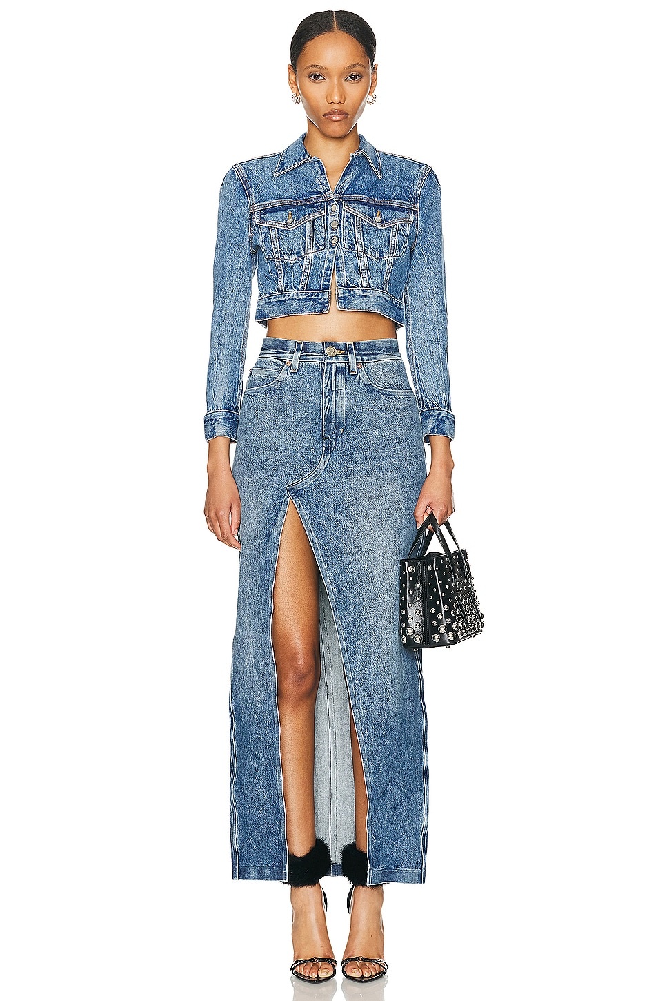デニム☆マキシ丈【alexanderwang】bonded long crossover skirt Alexander Wang long crossover skirt in denim | REVERSIBLE