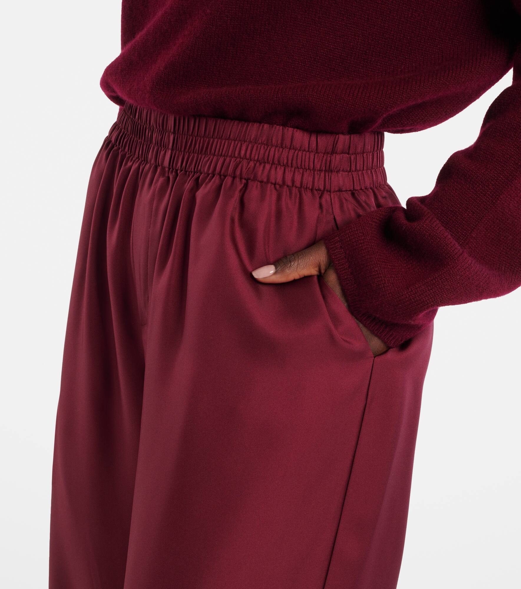 Silk satin wide-leg pants - 4