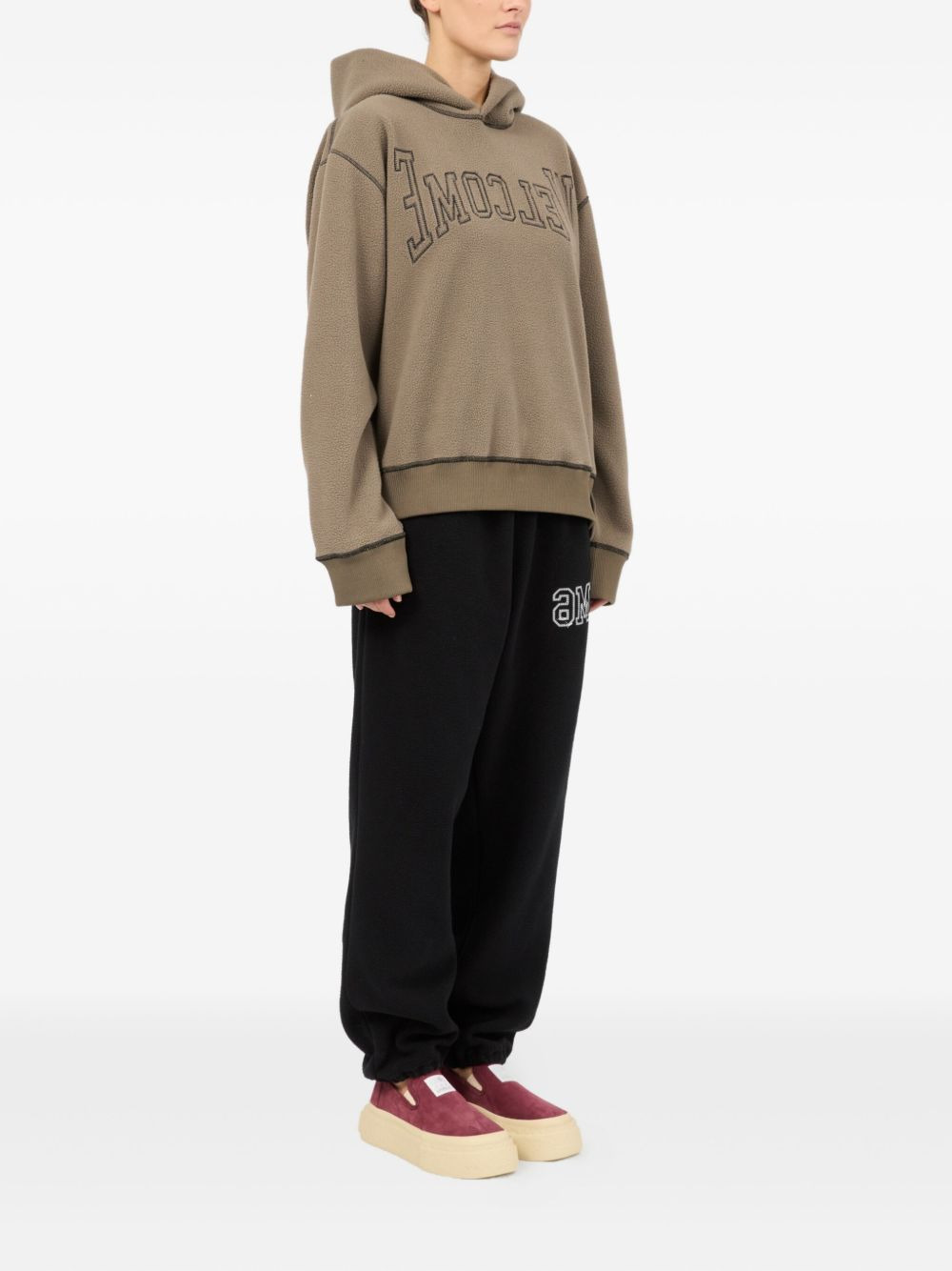 slogan-embroidered hoodie - 3