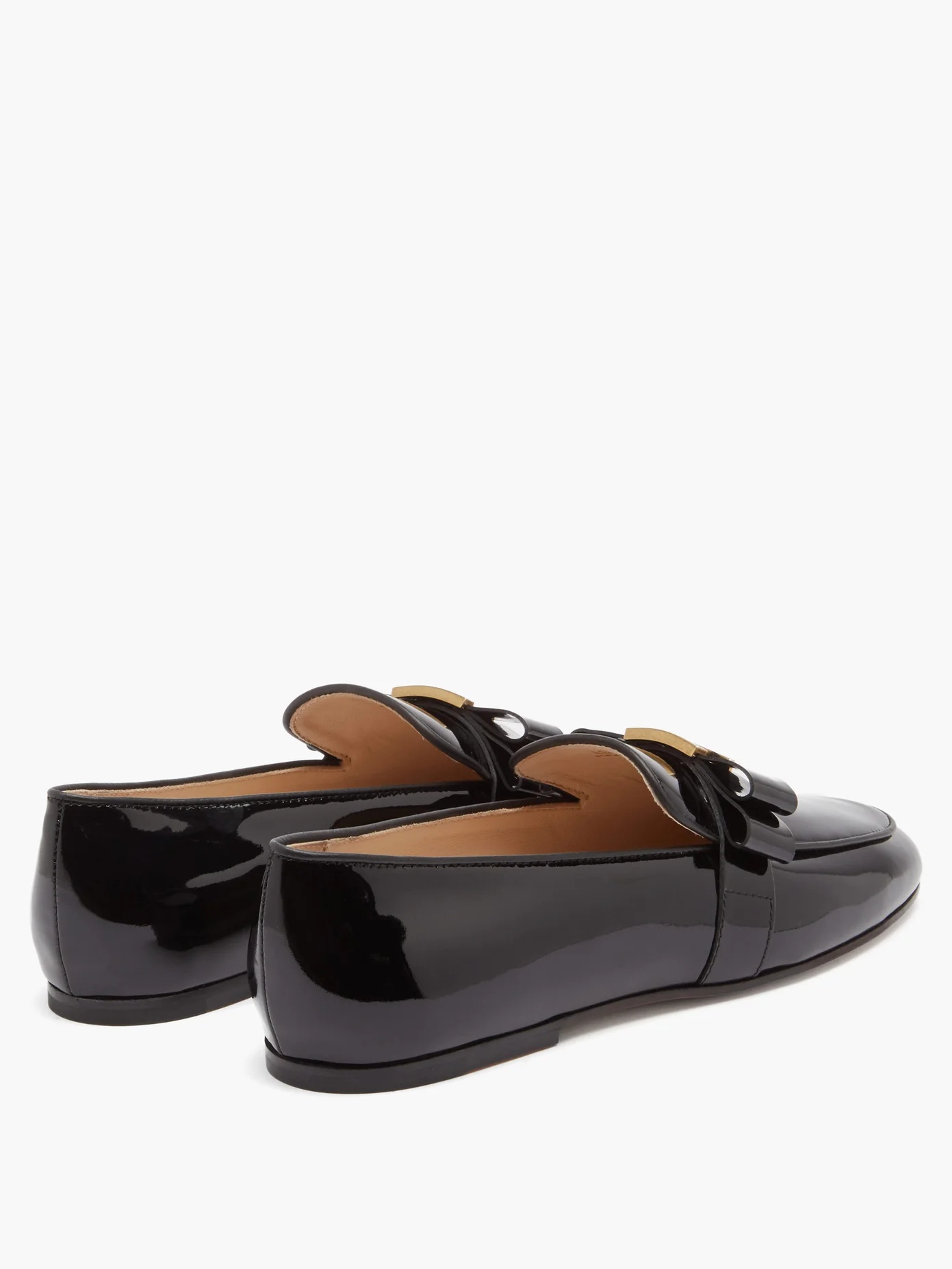 T-plaque bow patent-leather loafers - 4