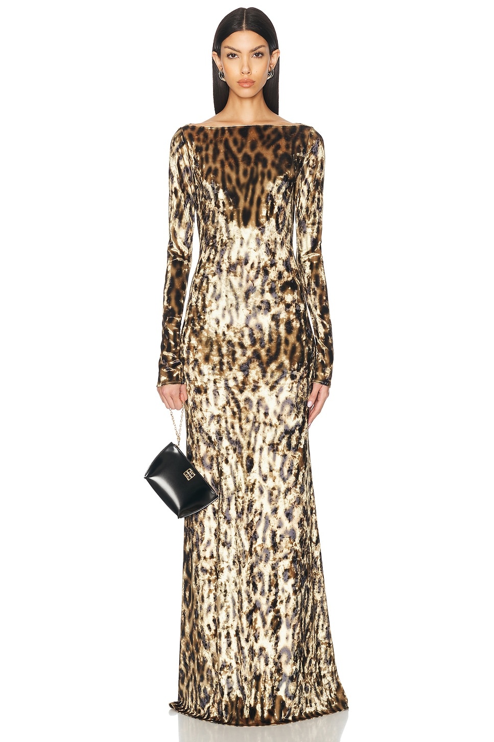 Velvet Leopard Boatneck Gown - 1