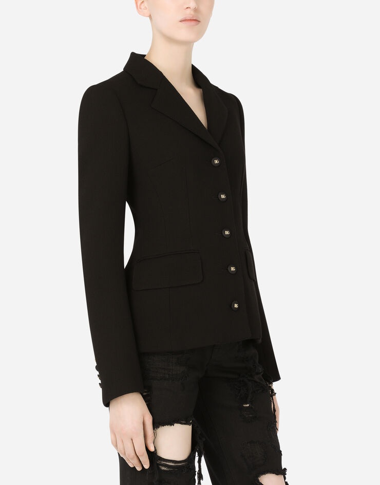 Single-breasted wool crepe Dolce jacket with DG buttons - 4