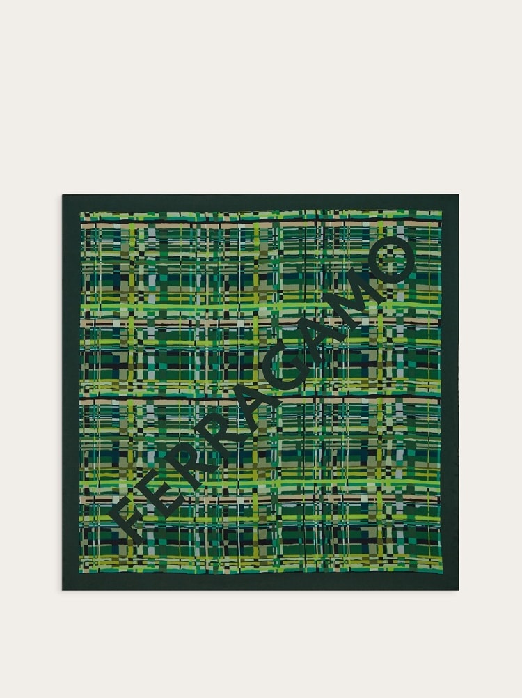 CHECK PRINT SILK FOULARD - 1