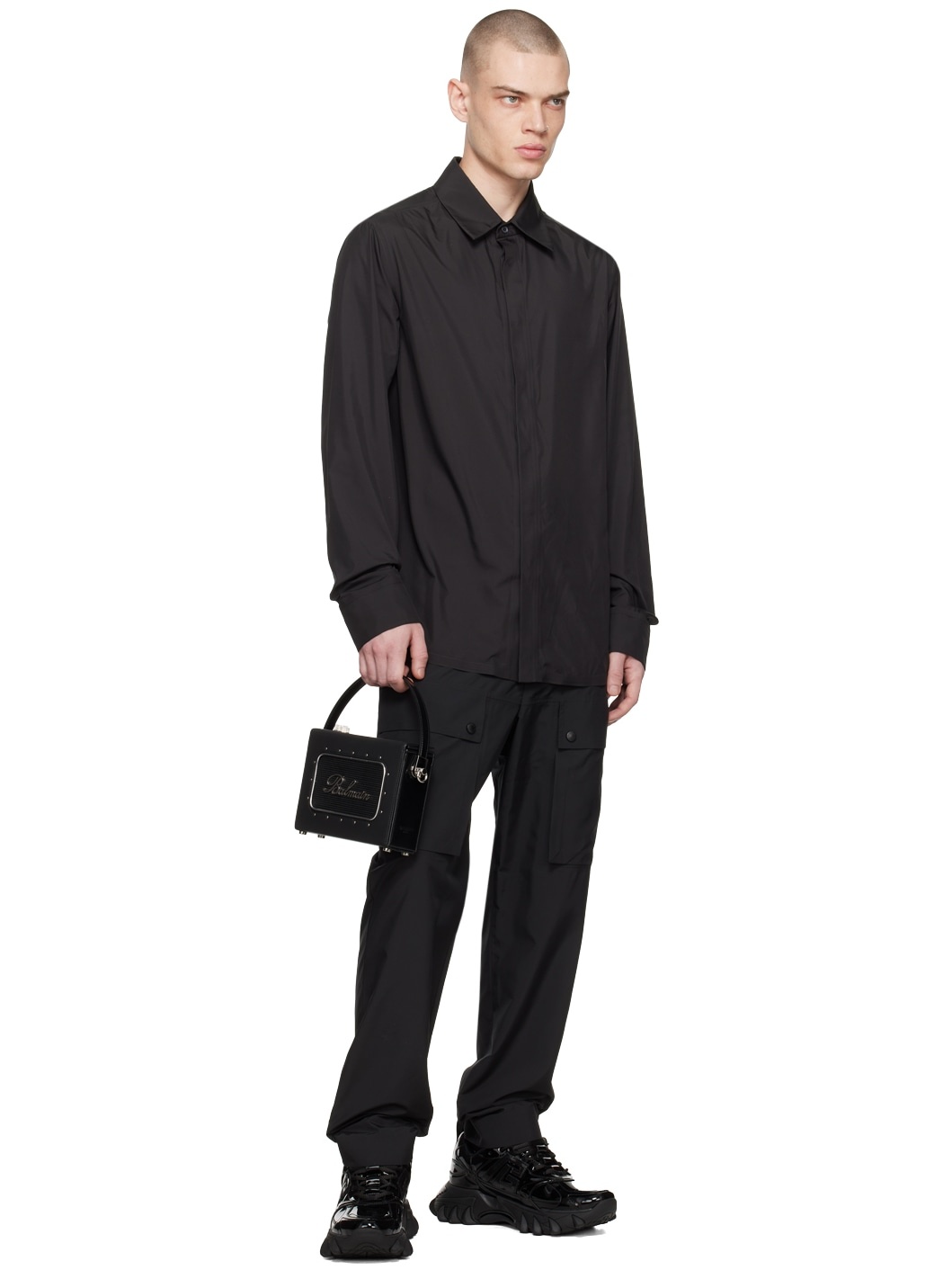 Black Patch Cargo Pants - 4