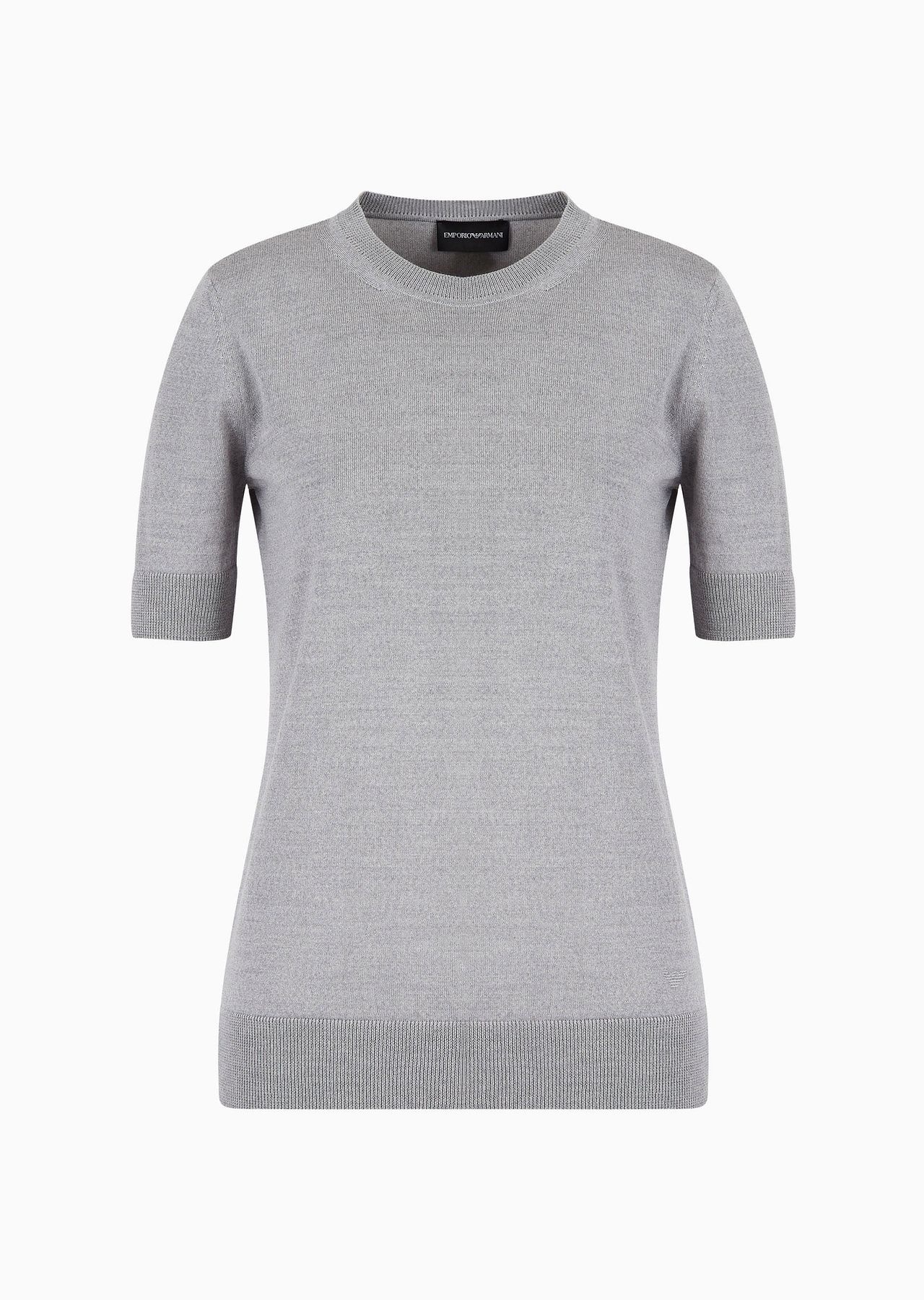 Short-sleeved jumper in plain-knit pure virgin wool - 1